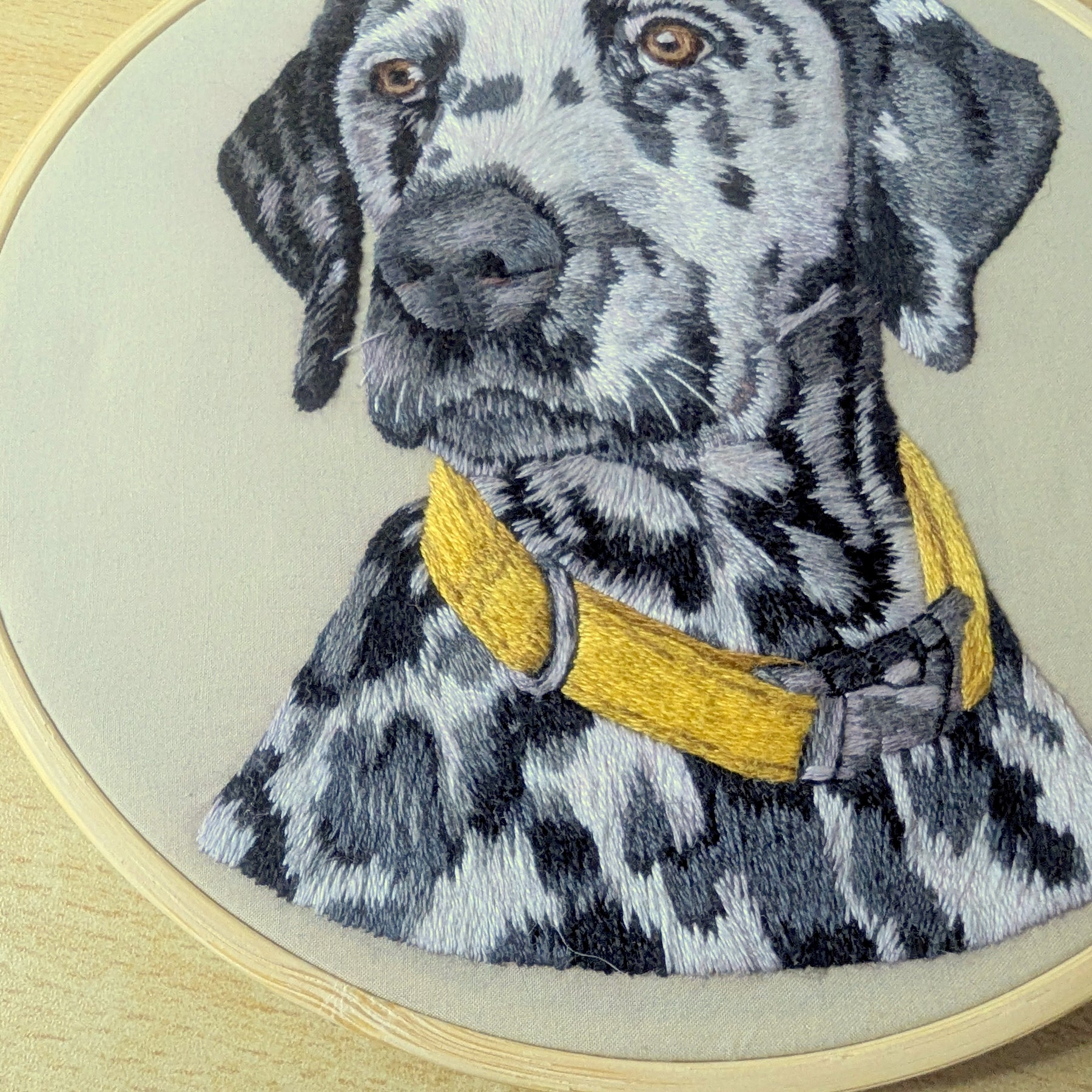 Hand Embroidered Dalmatian Thread Painting