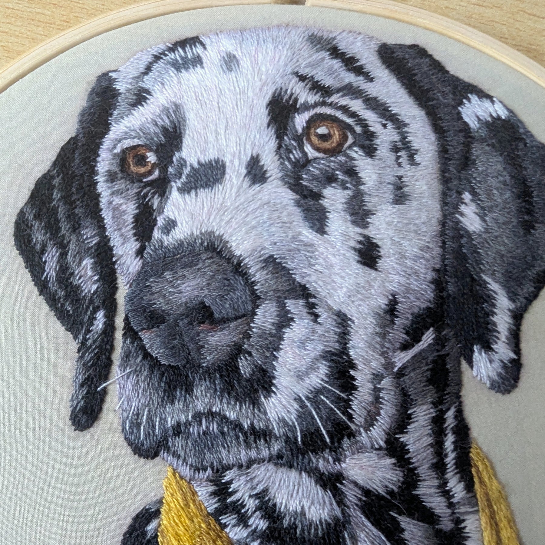 Hand Embroidered Dalmatian Thread Painting