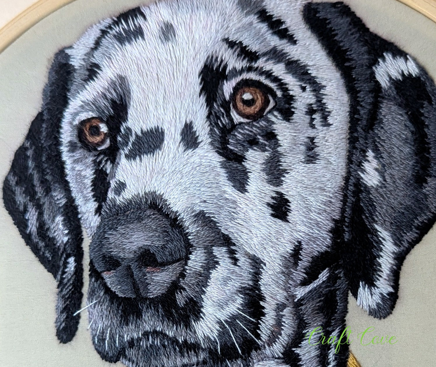 Hand Embroidered Dalmatian Thread Painting