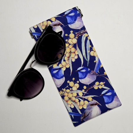 Sunglasses Pouch in Blue Wren Fabric