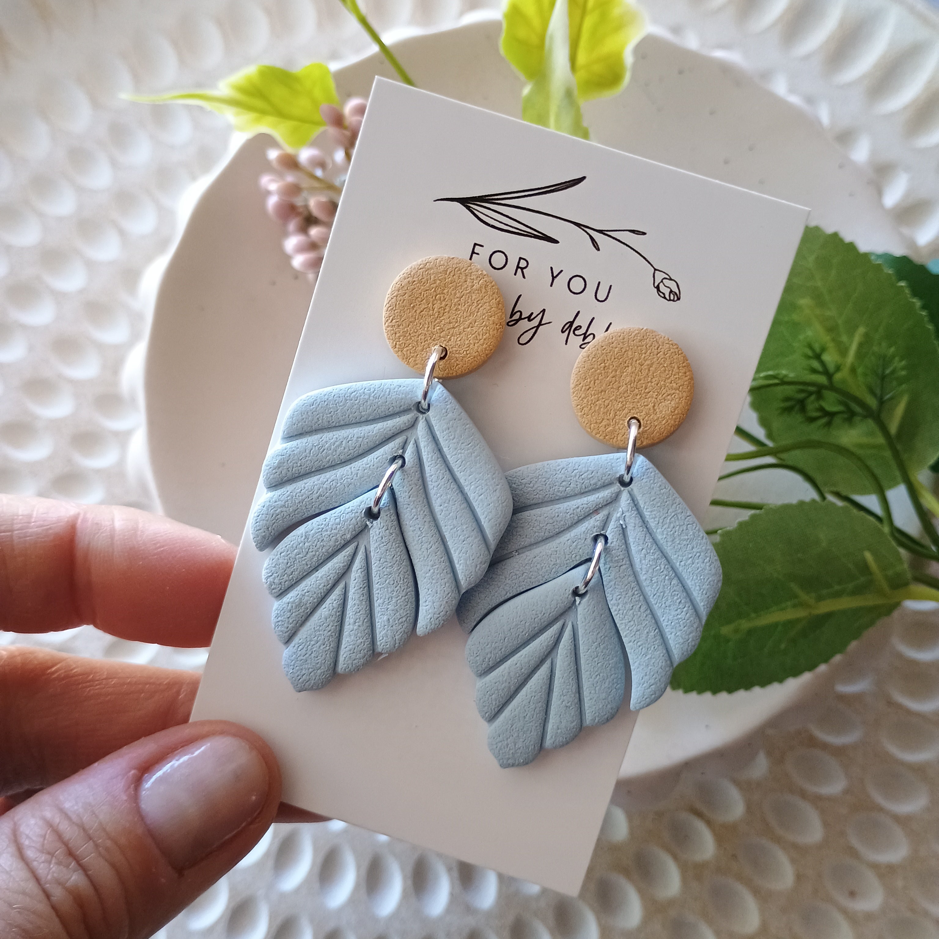 Farrah dangles polymer clay earrings- baby blue