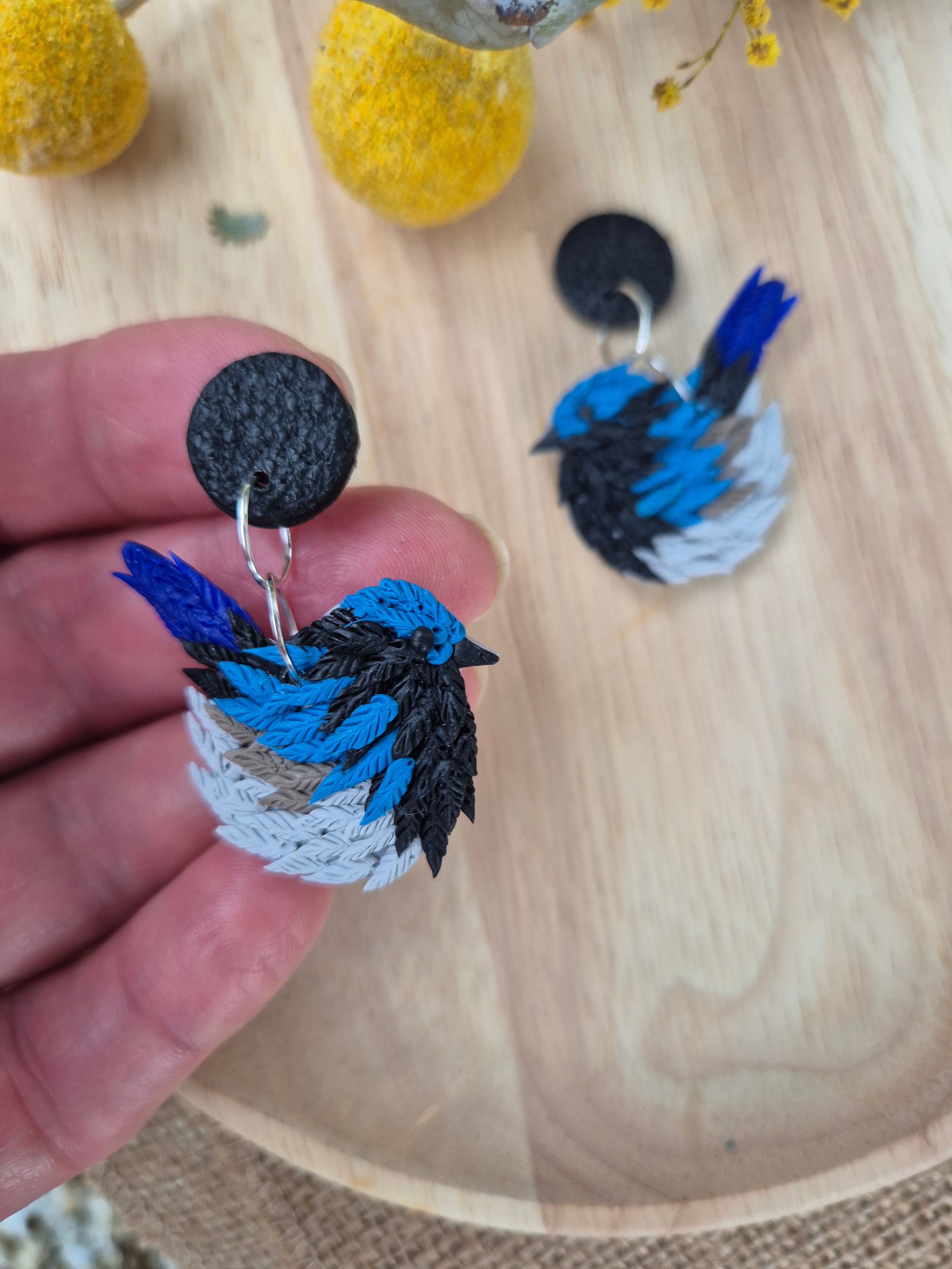 Billy Blue Wren Dangle Earrings (2 sizes available)