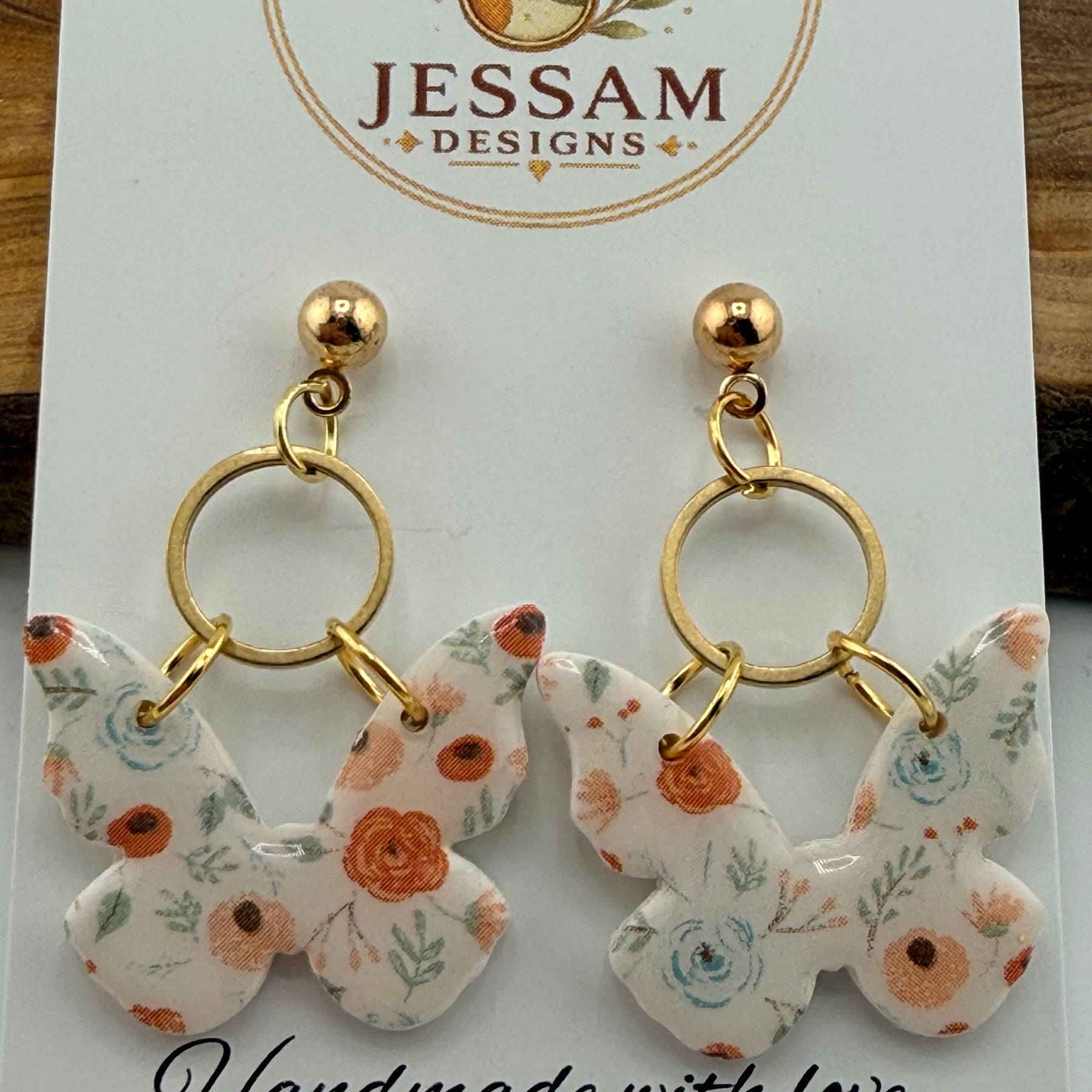 Meadow Flutter Floral Butterfly Earrings | Handmade Dangle Earrings