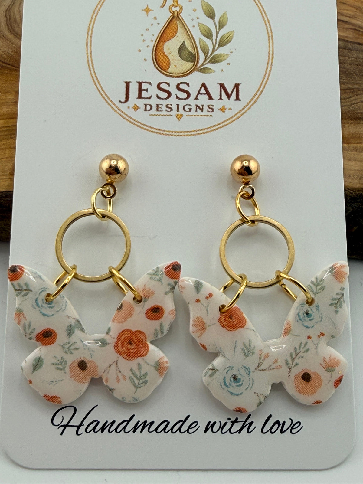Meadow Flutter Floral Butterfly Earrings | Handmade Dangle Earrings