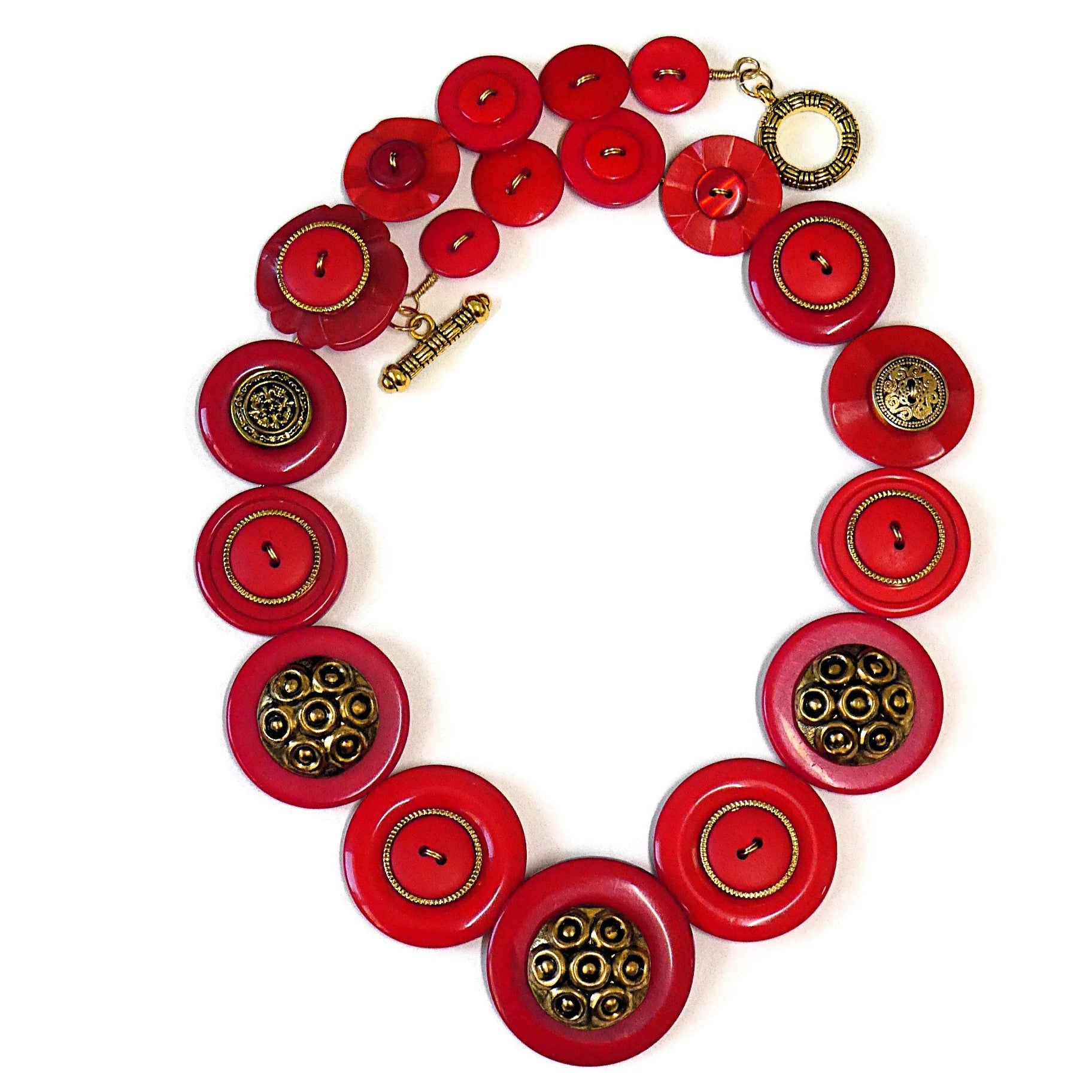 Button necklace - Regal Red