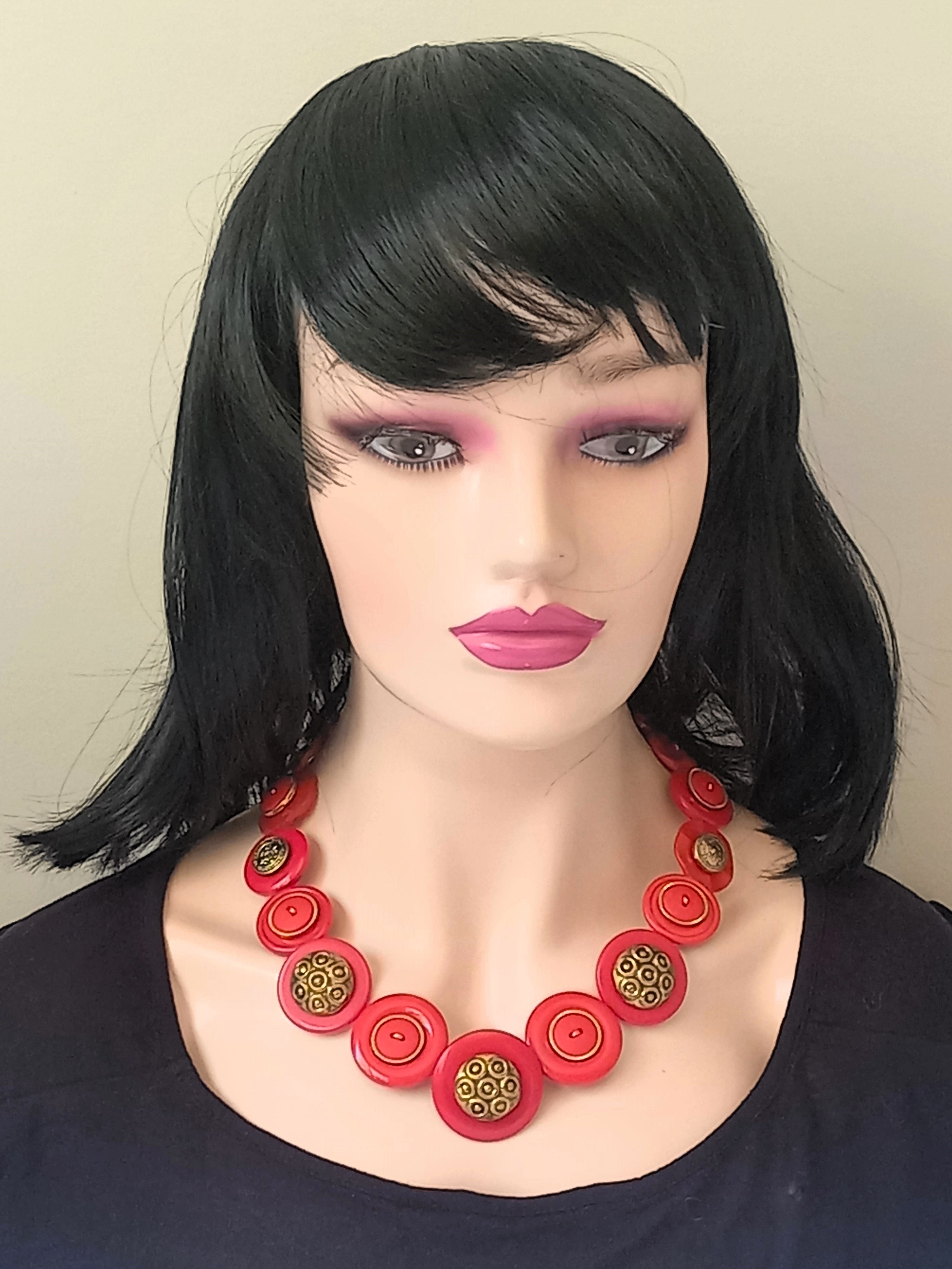 Button necklace - Regal Red