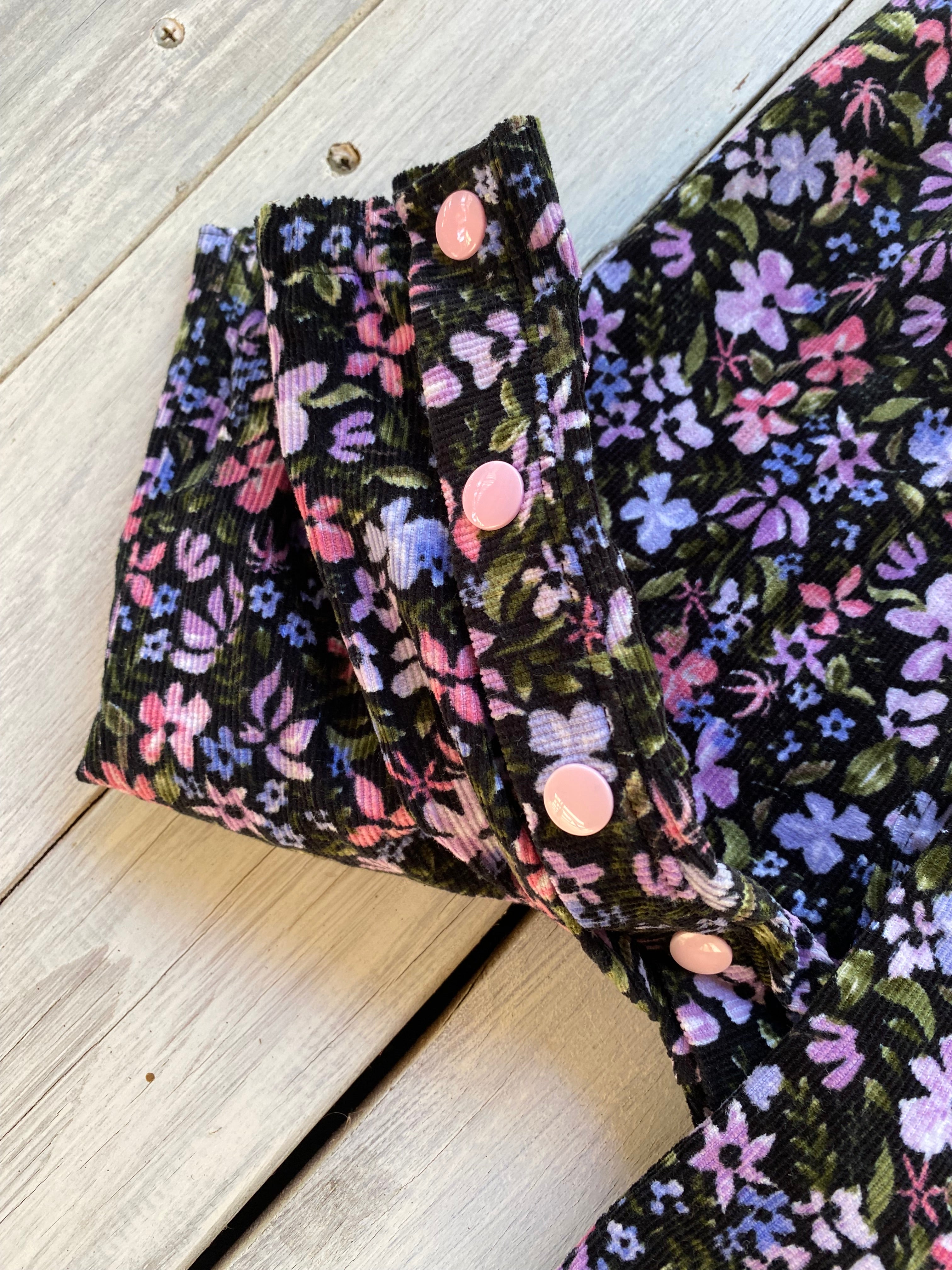 Corduroy Childs/Babies overalls violet floral multiple sizes