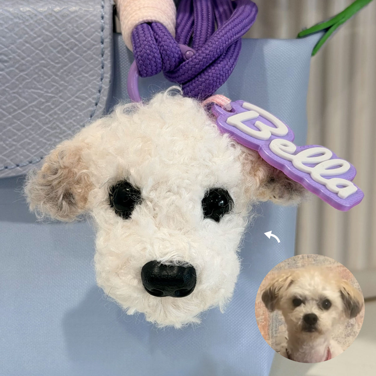 Custom Dog Keychain from Photo, Personalised Pet Bag Charm, Handmade Plush Memorial Keepsake, Christmas Ornament