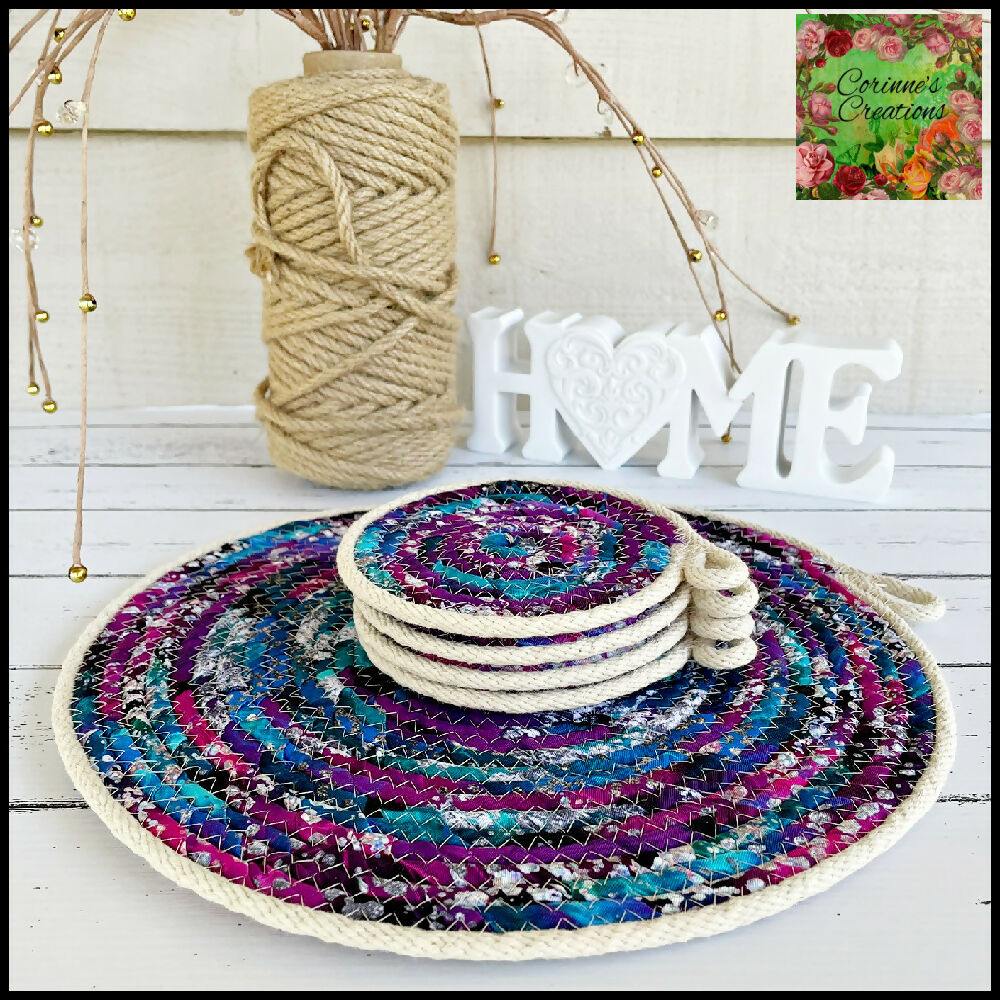 Home Decor Table Mat/Trivet & Coaster Set - Marble Look