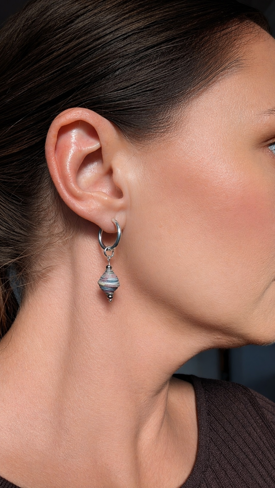 Handmade Paper Bead Hoop Earrings – Sustainable Jewellery