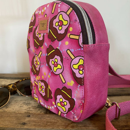 Convertible Backpack/Crossbody Bag - Pink BOB/Pink Faux Leather