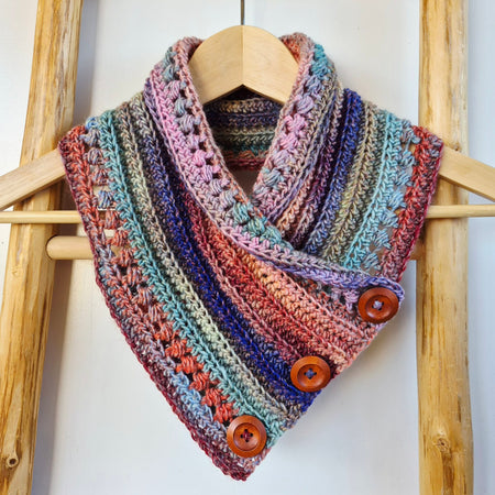 Ladies Neck warmer | Cowl | Scarf | Multi Colour | Adult | Vintage | Crochet