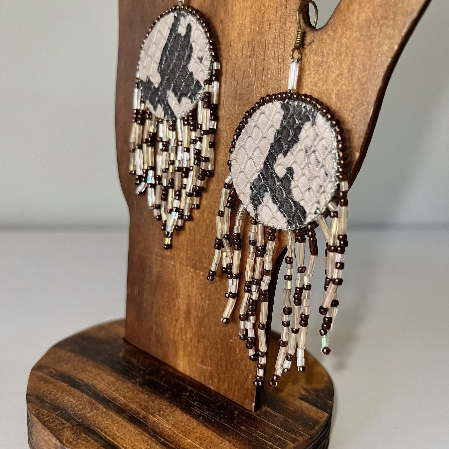 ANIMAL PRINT exclusive | dangle earrings | beaded leather handmade