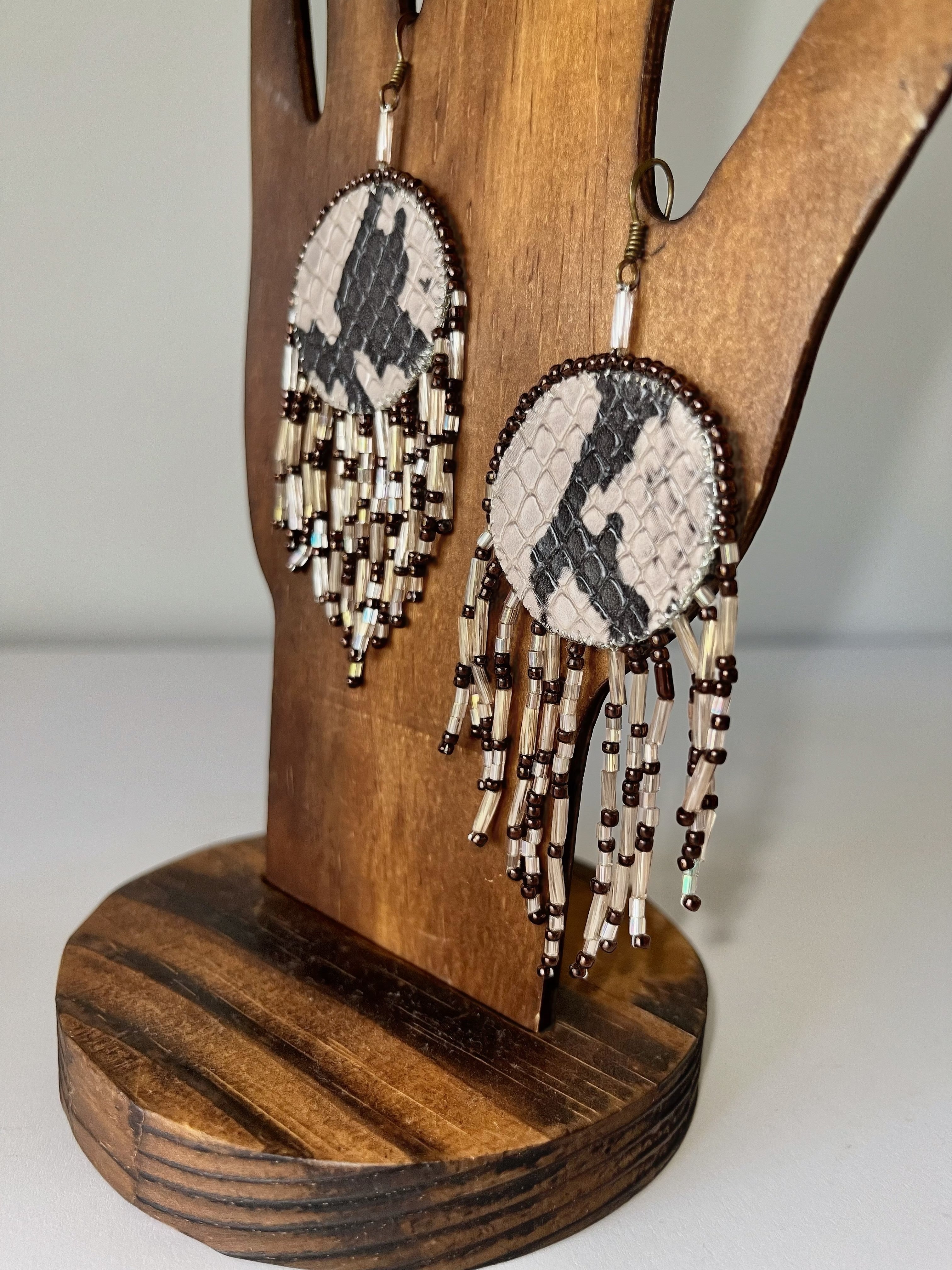 ANIMAL PRINT exclusive | dangle earrings | beaded leather handmade