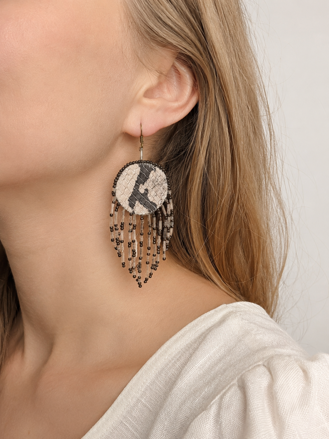 ANIMAL PRINT exclusive | dangle earrings | beaded leather handmade