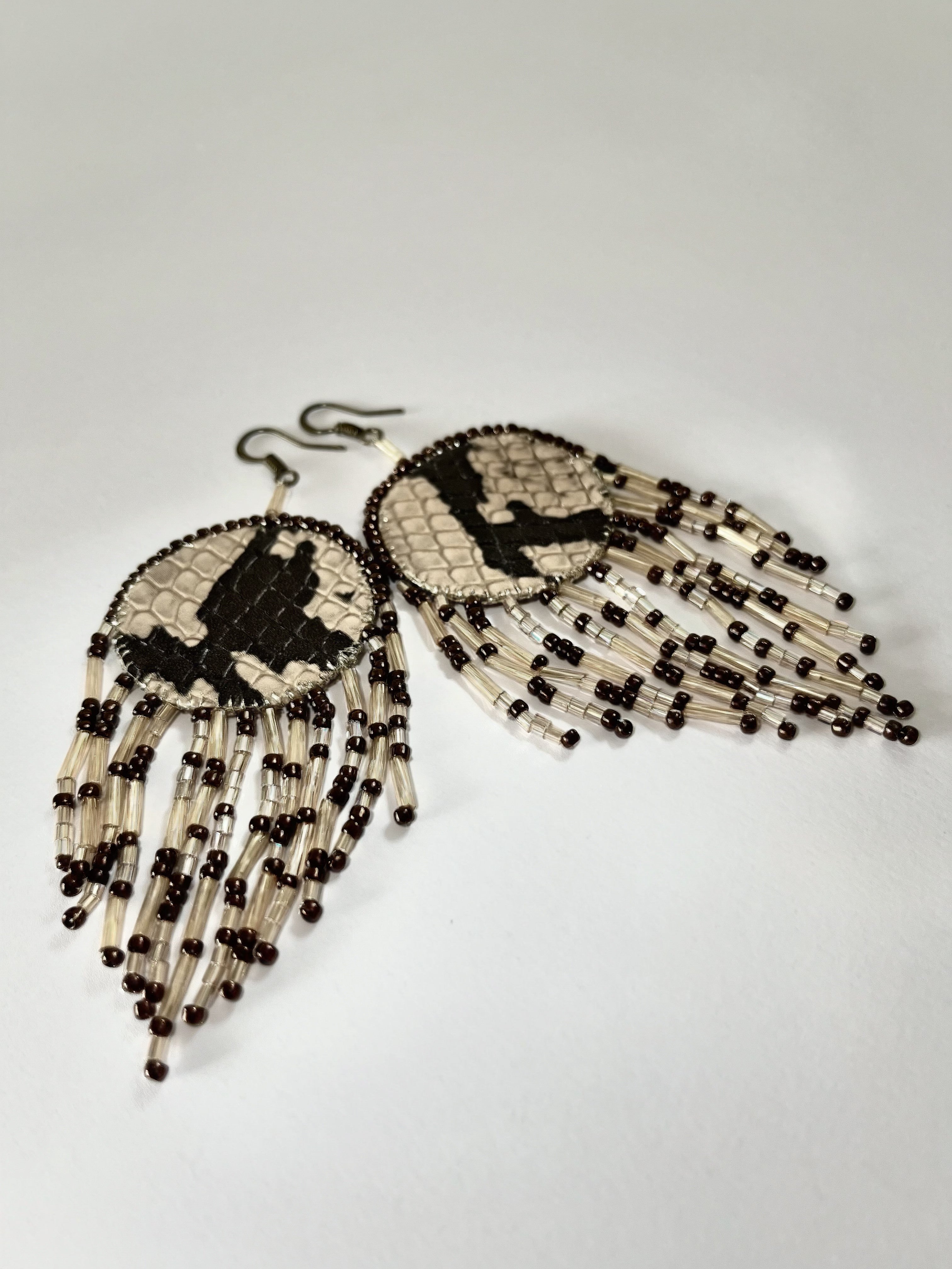 ANIMAL PRINT exclusive | dangle earrings | beaded leather handmade