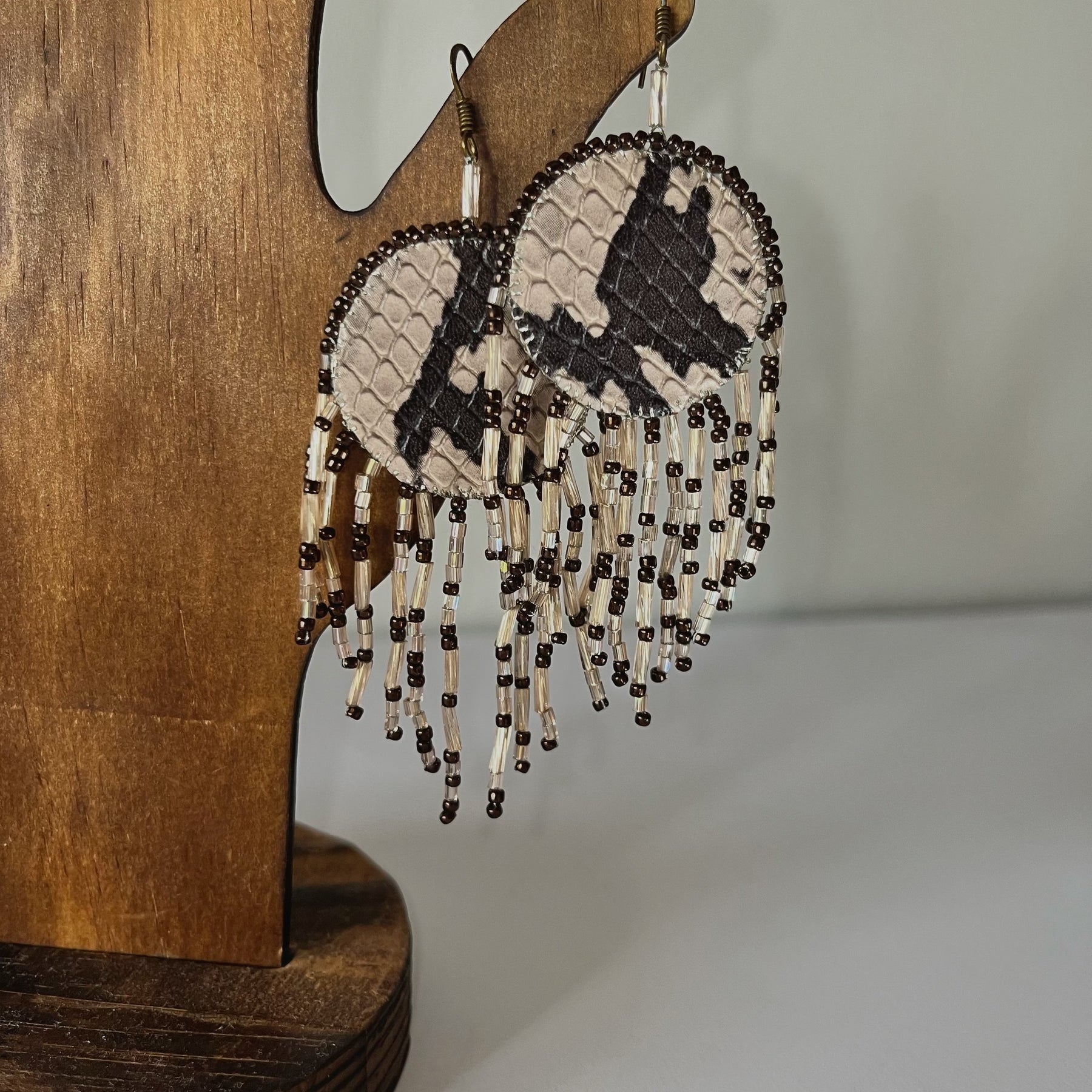 ANIMAL PRINT exclusive | dangle earrings | beaded leather handmade