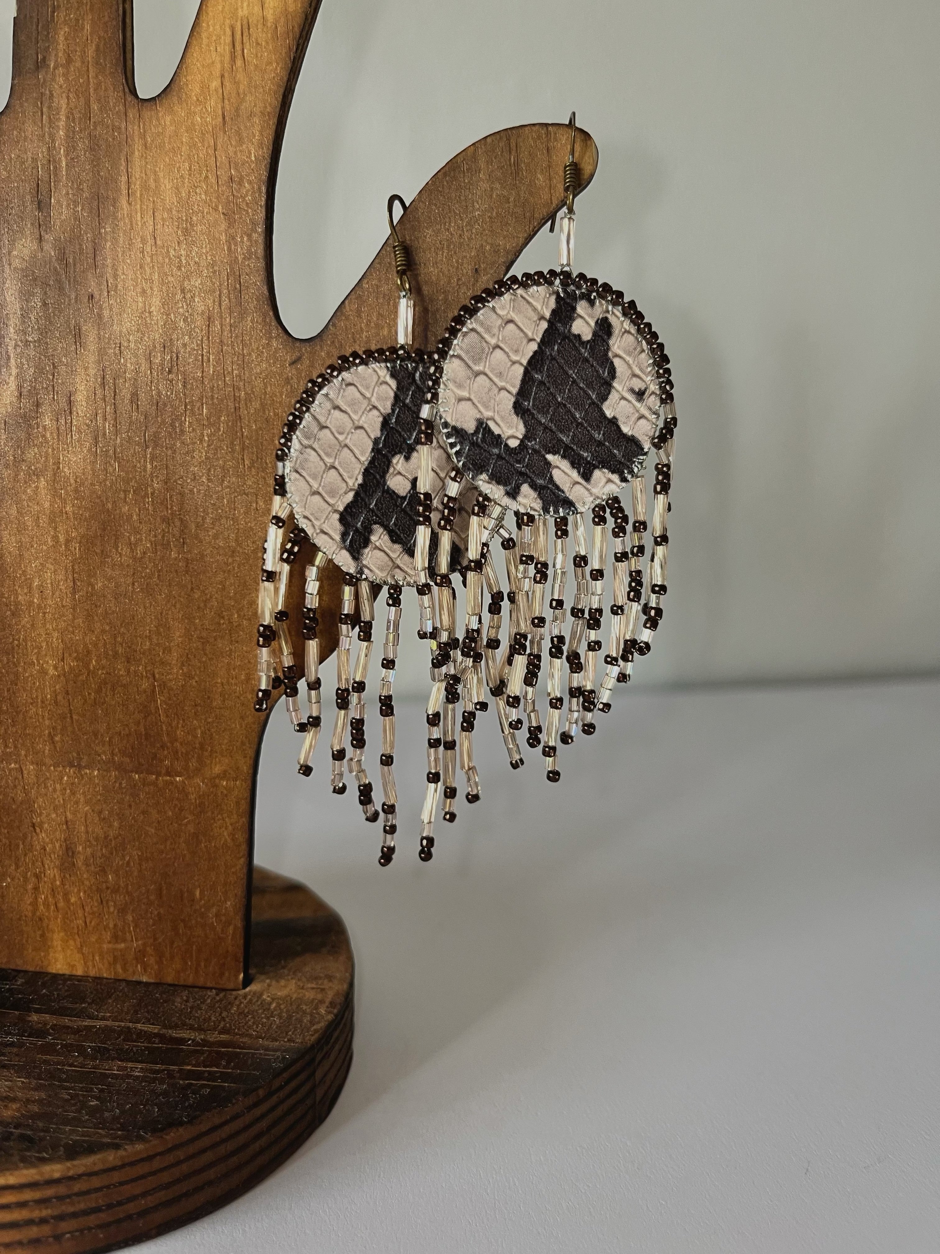ANIMAL PRINT exclusive | dangle earrings | beaded leather handmade