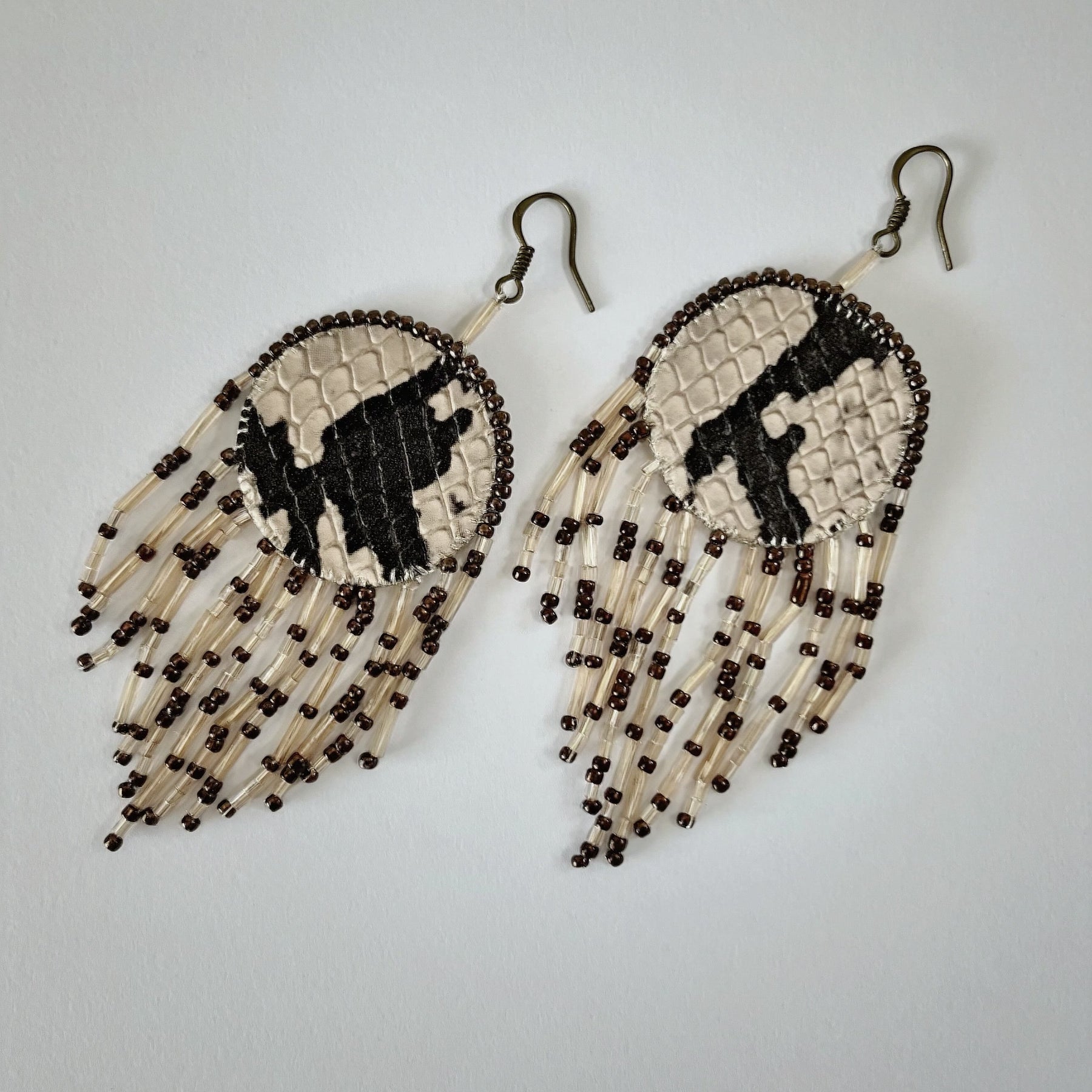 ANIMAL PRINT exclusive | dangle earrings | beaded leather handmade