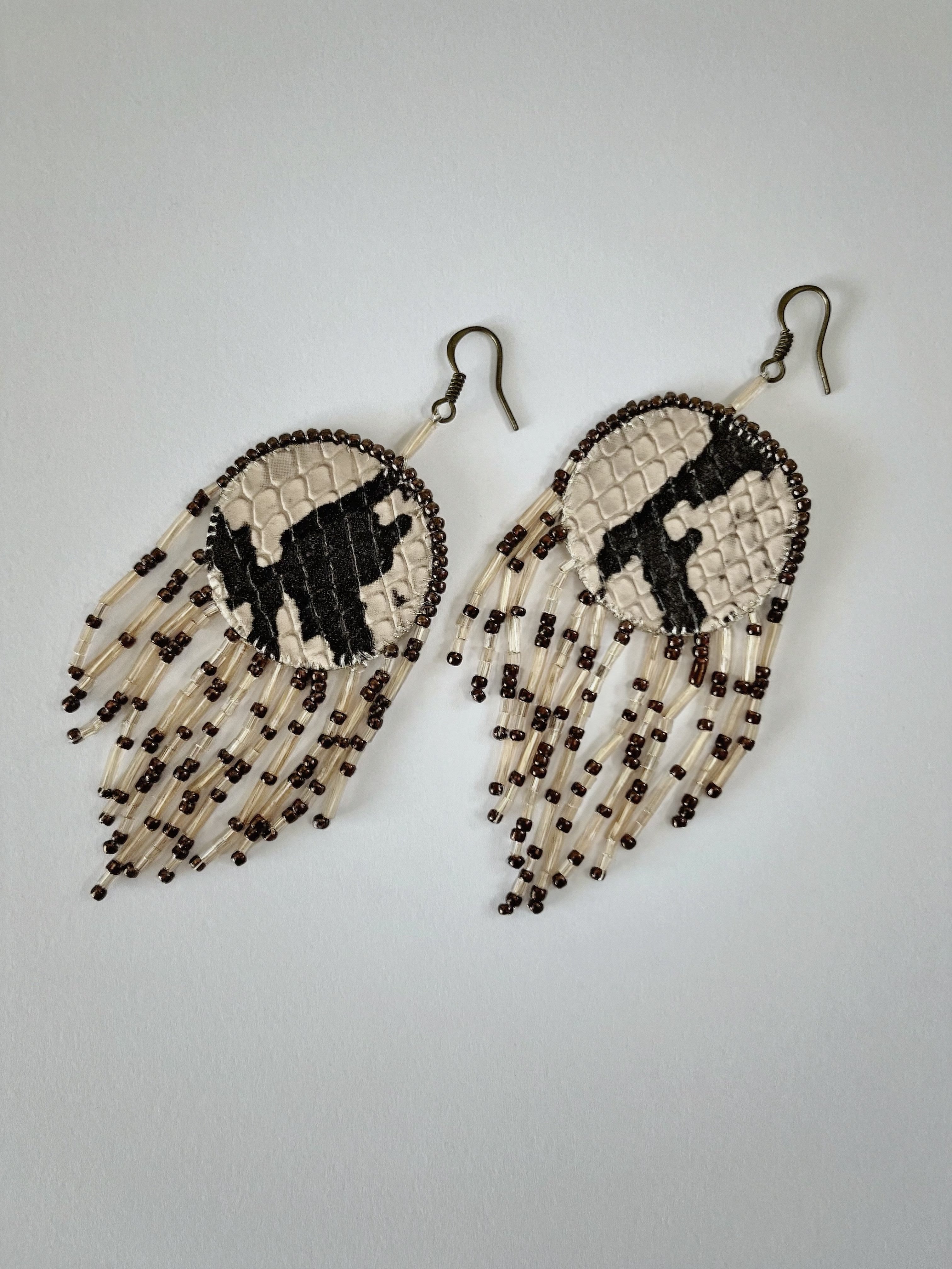 ANIMAL PRINT exclusive | dangle earrings | beaded leather handmade