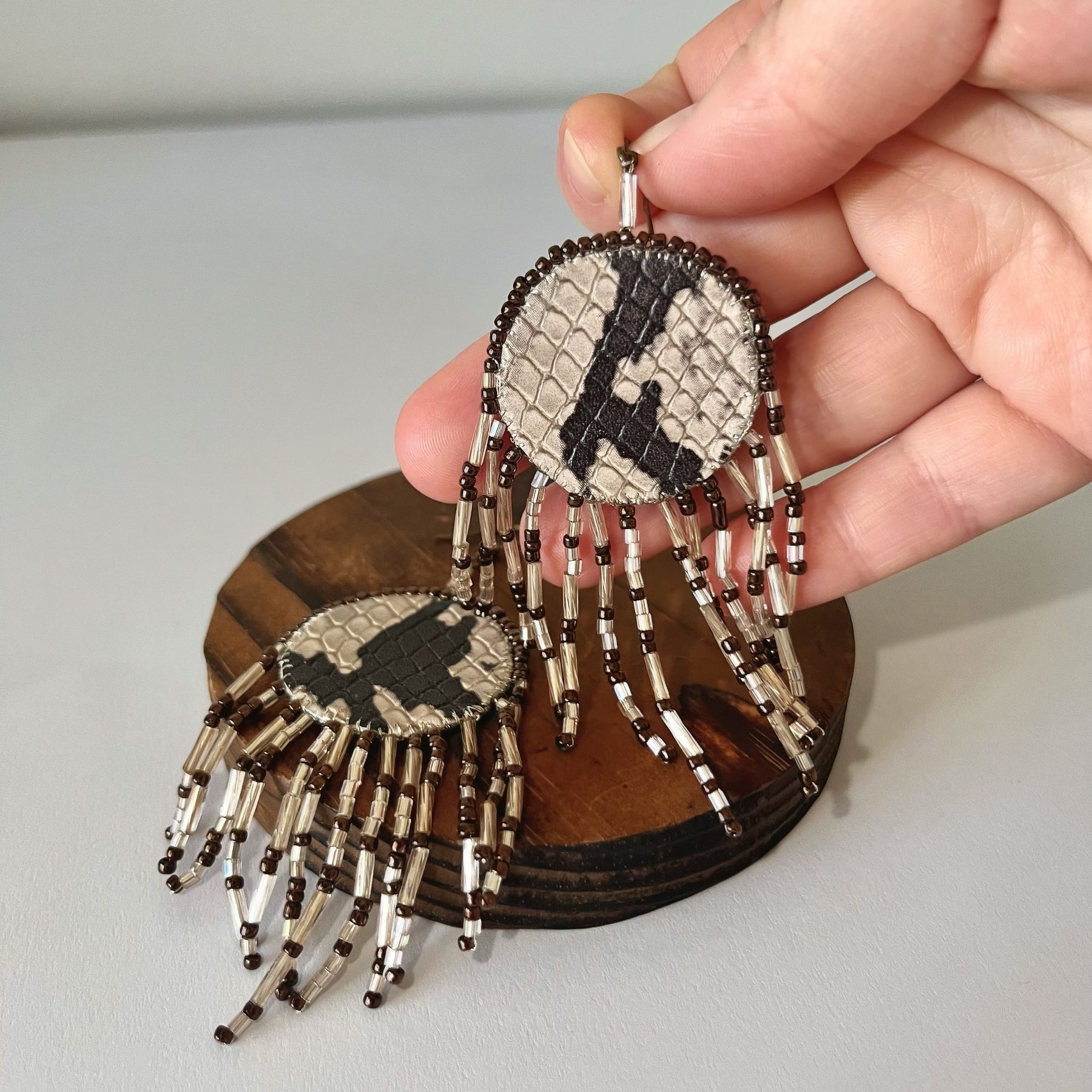 ANIMAL PRINT exclusive | dangle earrings | beaded leather handmade