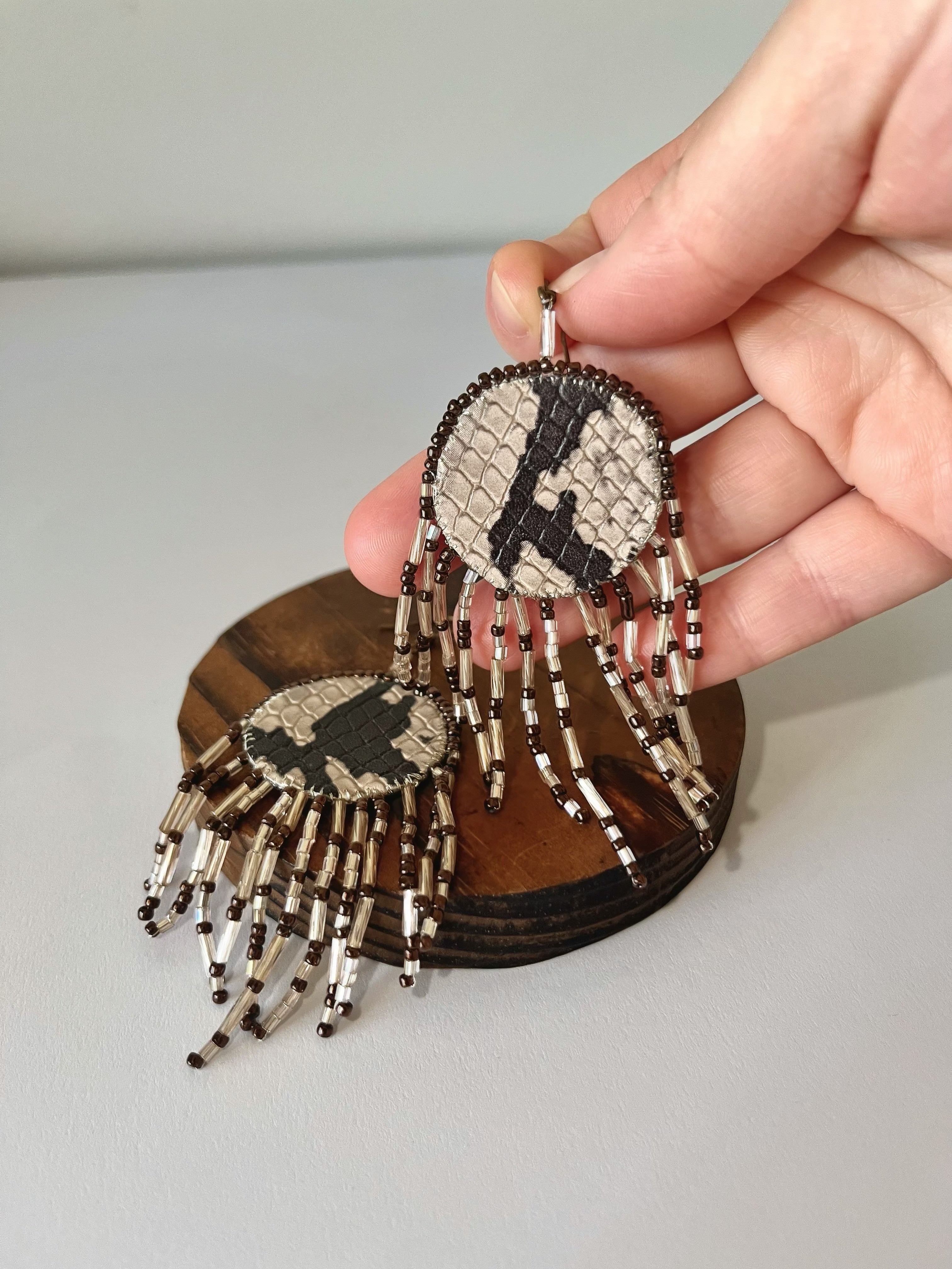 ANIMAL PRINT exclusive | dangle earrings | beaded leather handmade