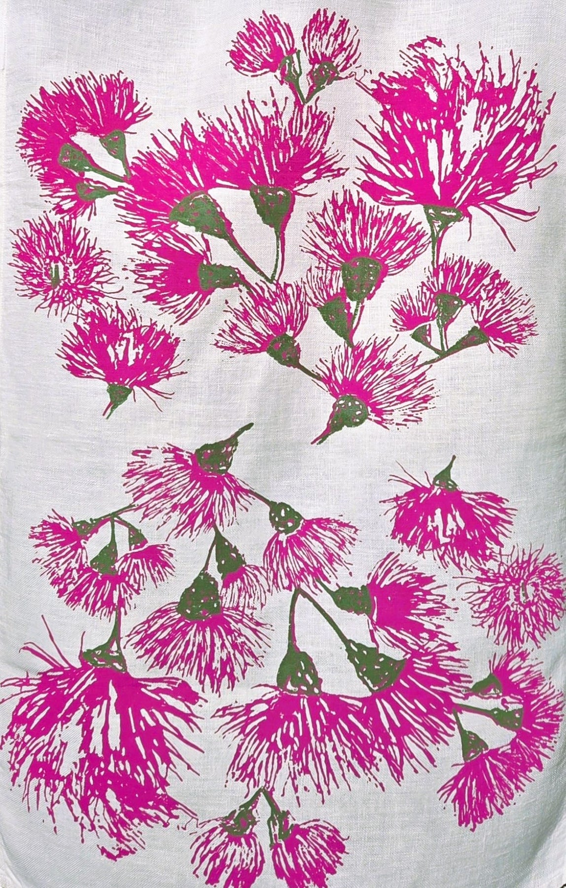 Hand Screen Printed Linen Tea Towels-Eucalypt Blossoms