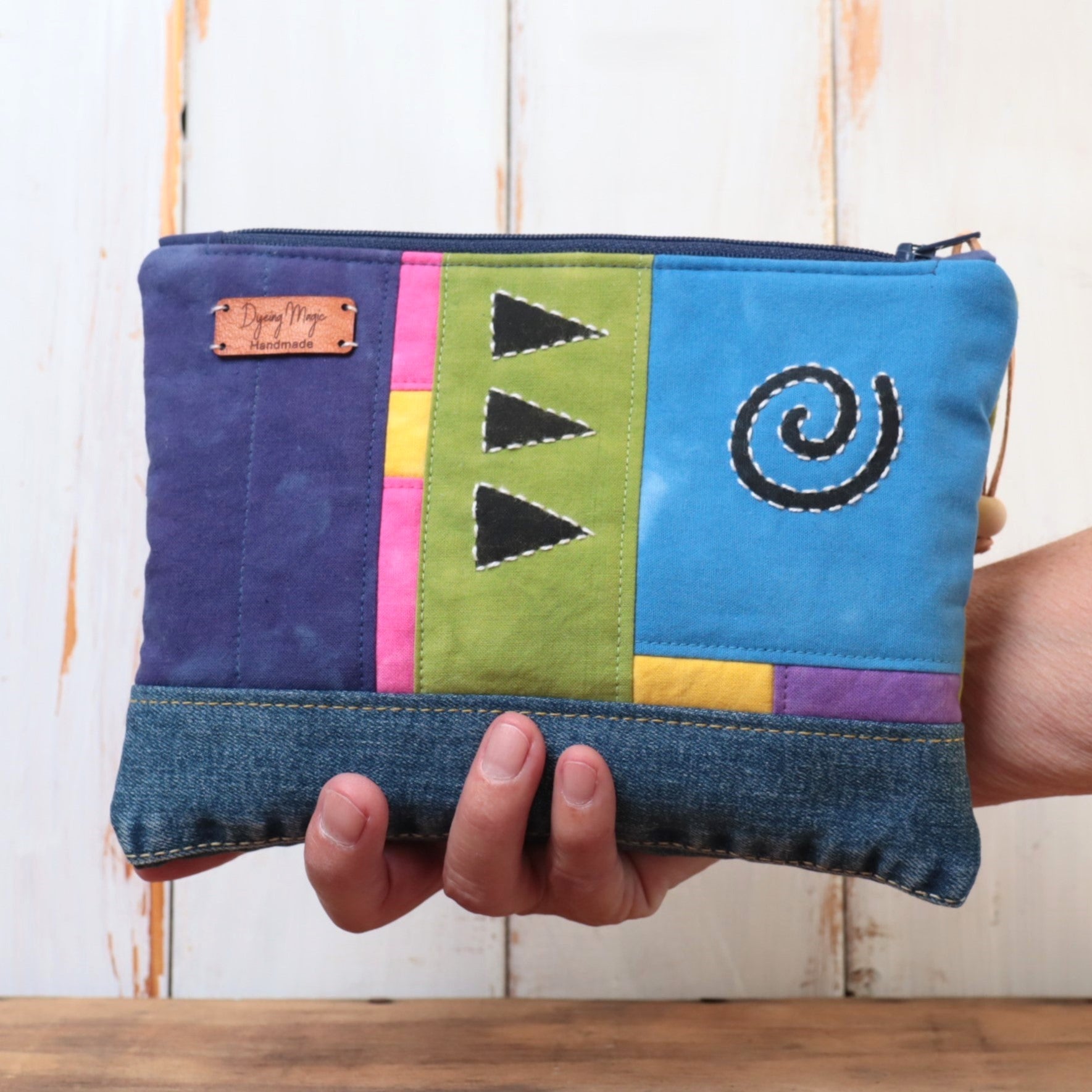 Hand Dyed Zipper Pouch, Makeup Bag, Sewing Pouch.