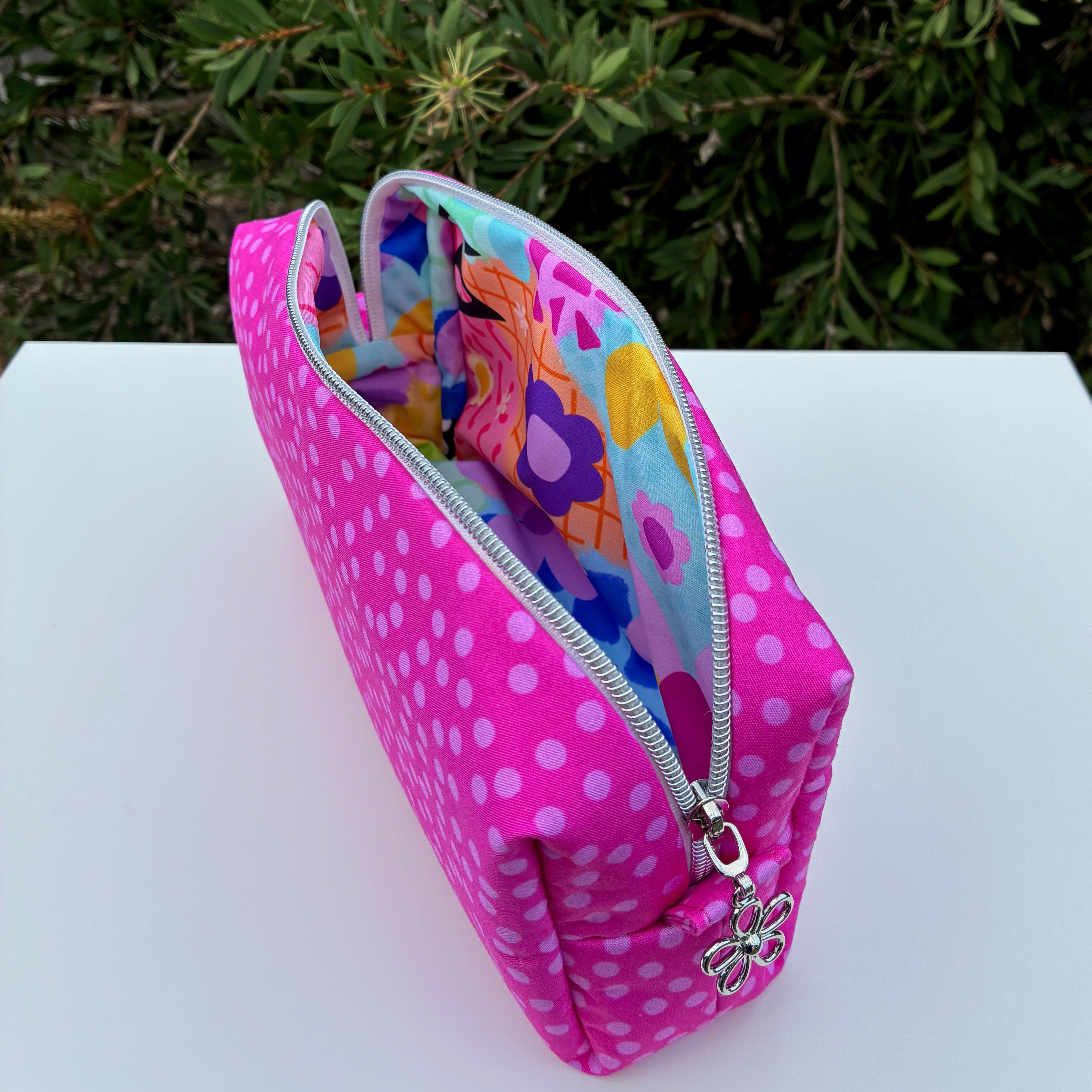 Bilby Pouch - Small Pink Spots lined with easy clean Lucy-lu PUL (Wonderland Design Co)