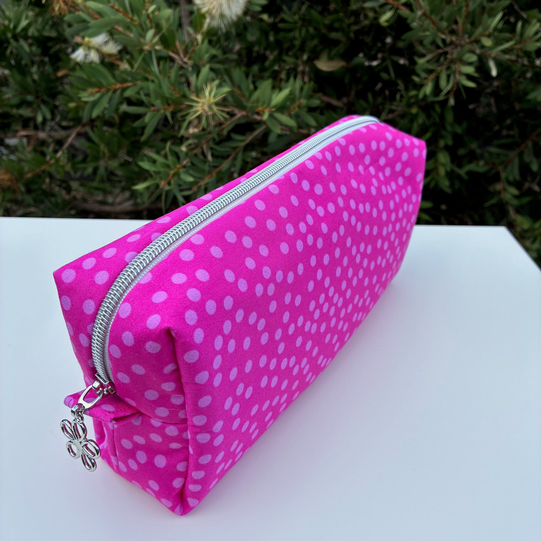 Bilby Pouch - Small Pink Spots lined with easy clean Lucy-lu PUL (Wonderland Design Co)