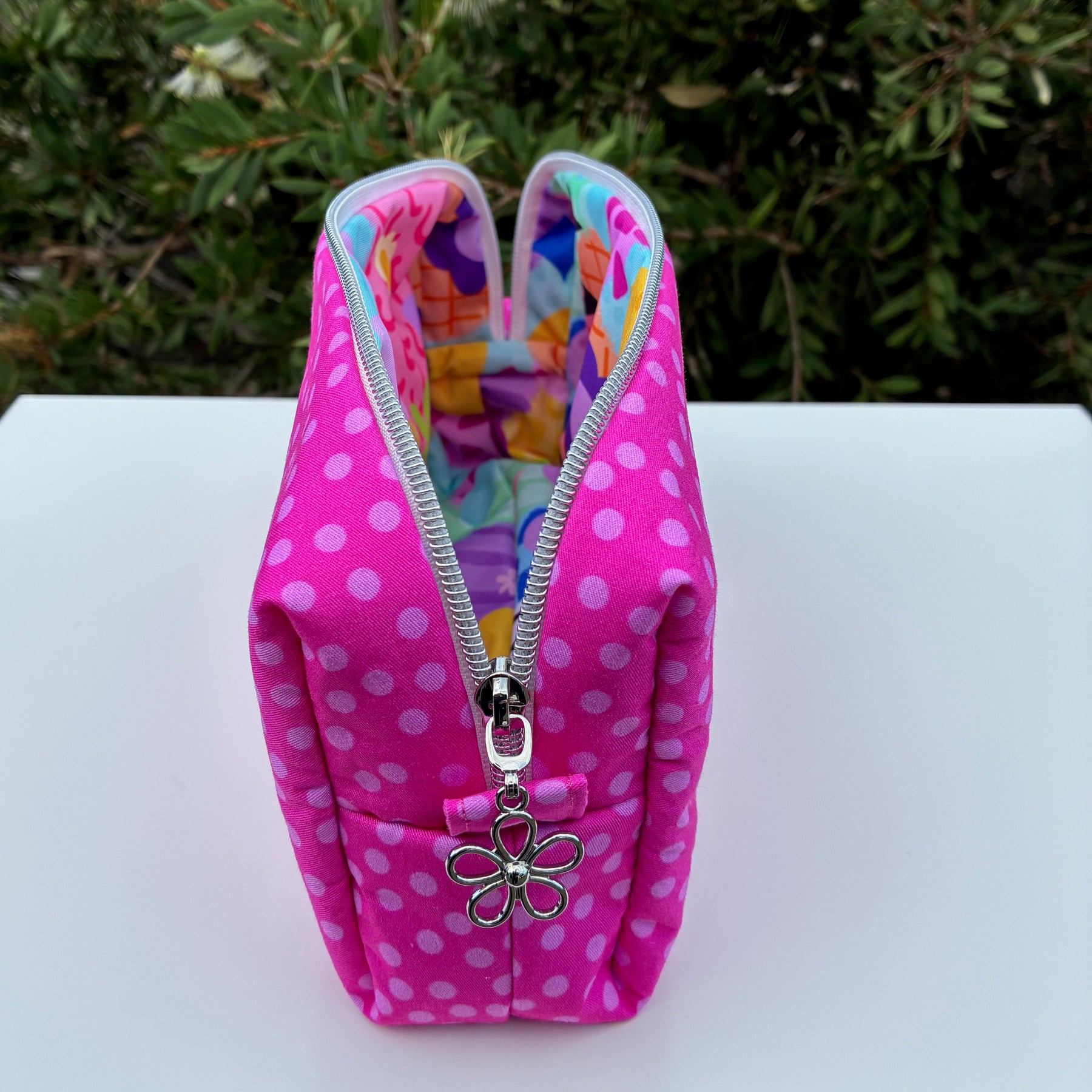 Bilby Pouch - Small Pink Spots lined with easy clean Lucy-lu PUL (Wonderland Design Co)