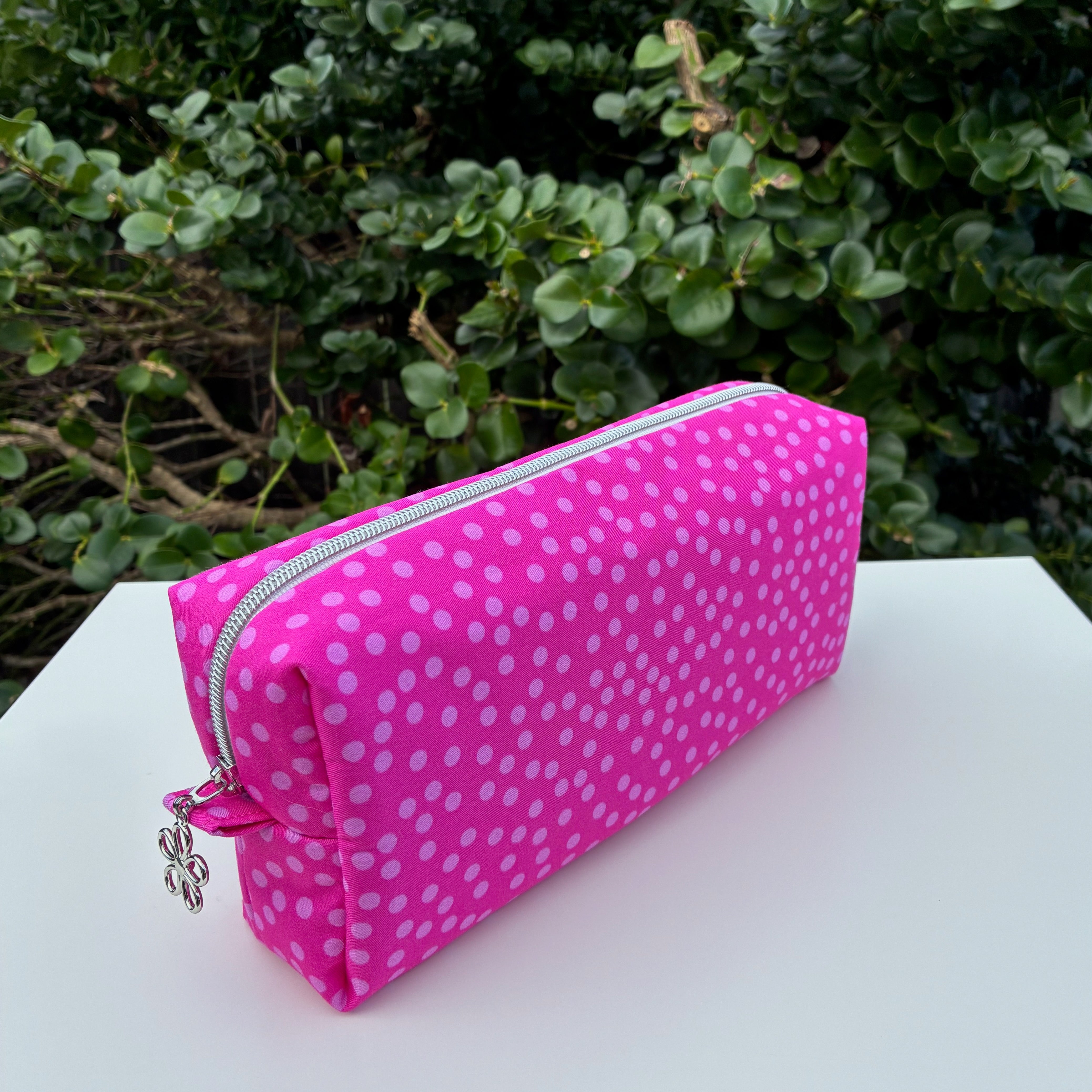 Bilby Pouch - Small Pink Spots lined with easy clean Lucy-lu PUL (Wonderland Design Co)