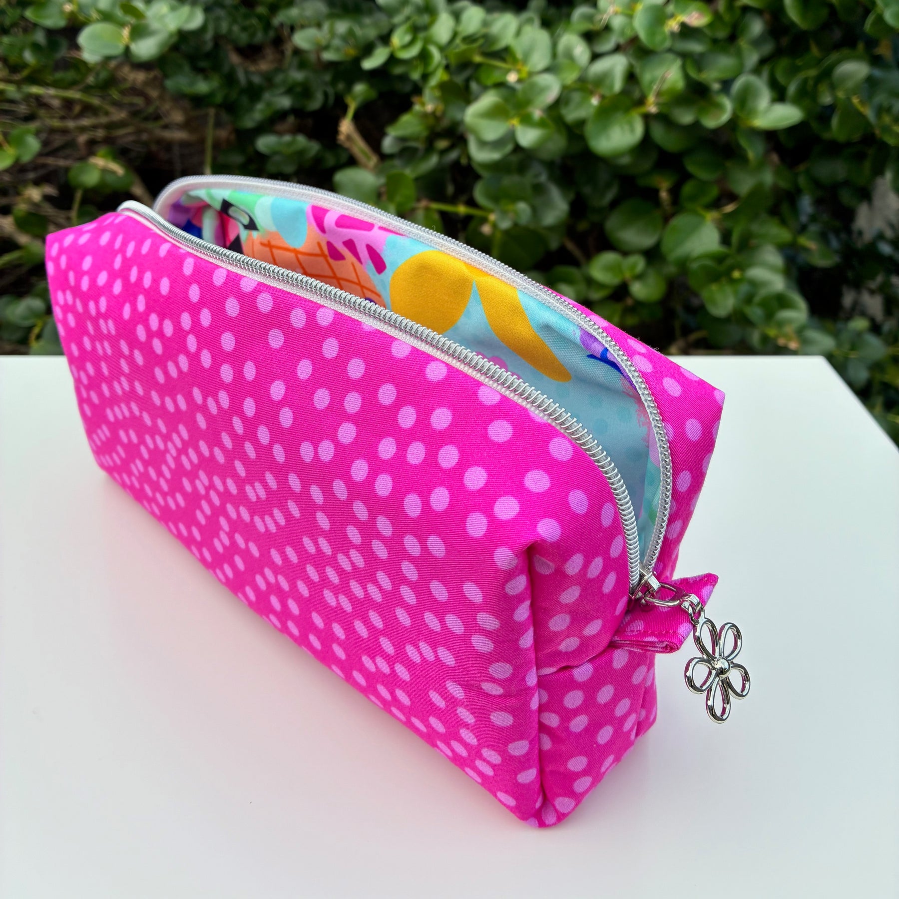 Bilby Pouch - Small Pink Spots lined with easy clean Lucy-lu PUL (Wonderland Design Co)