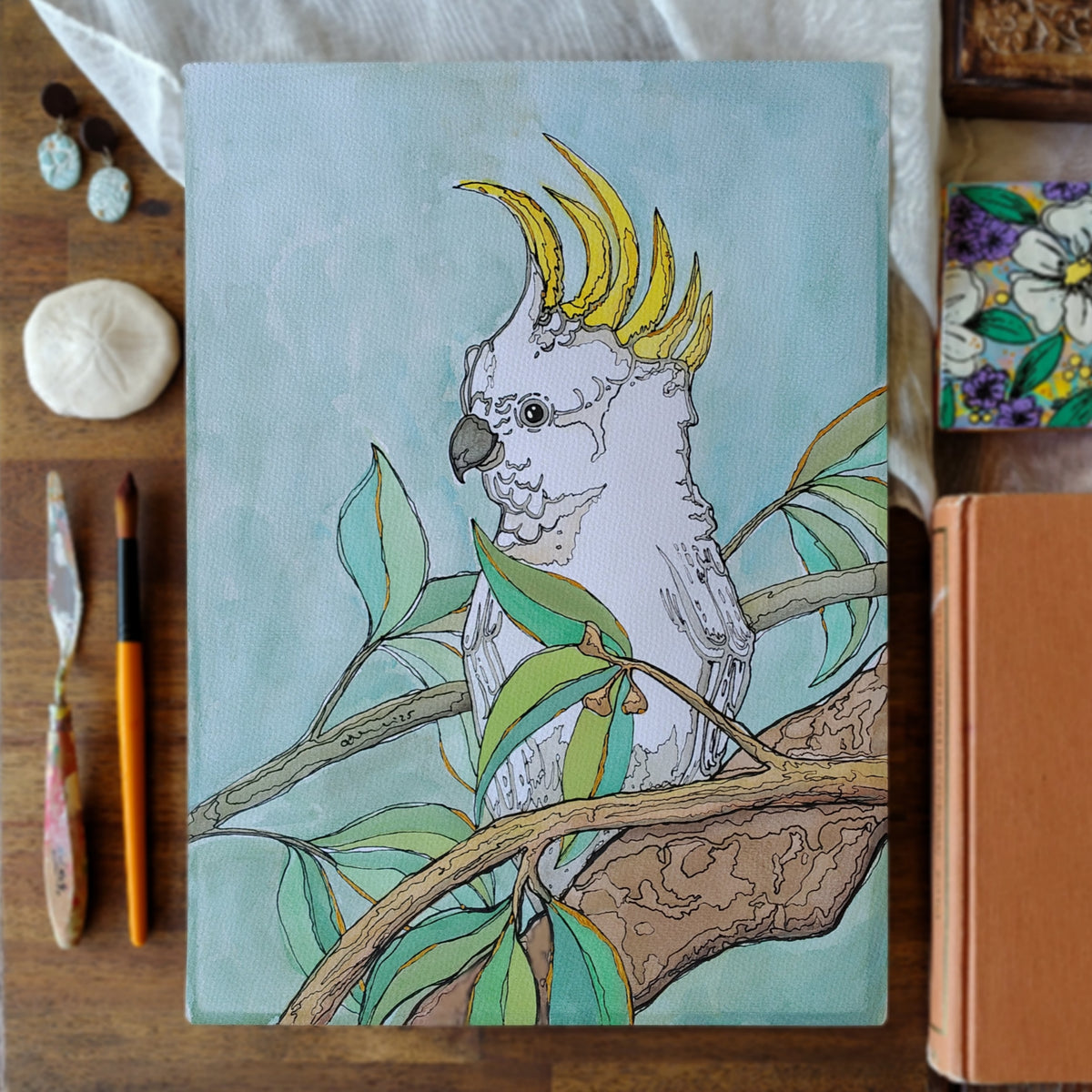 ORIGINAL ART (297mm x 403mm) - "Backyard Visitor" - Watercolour Art