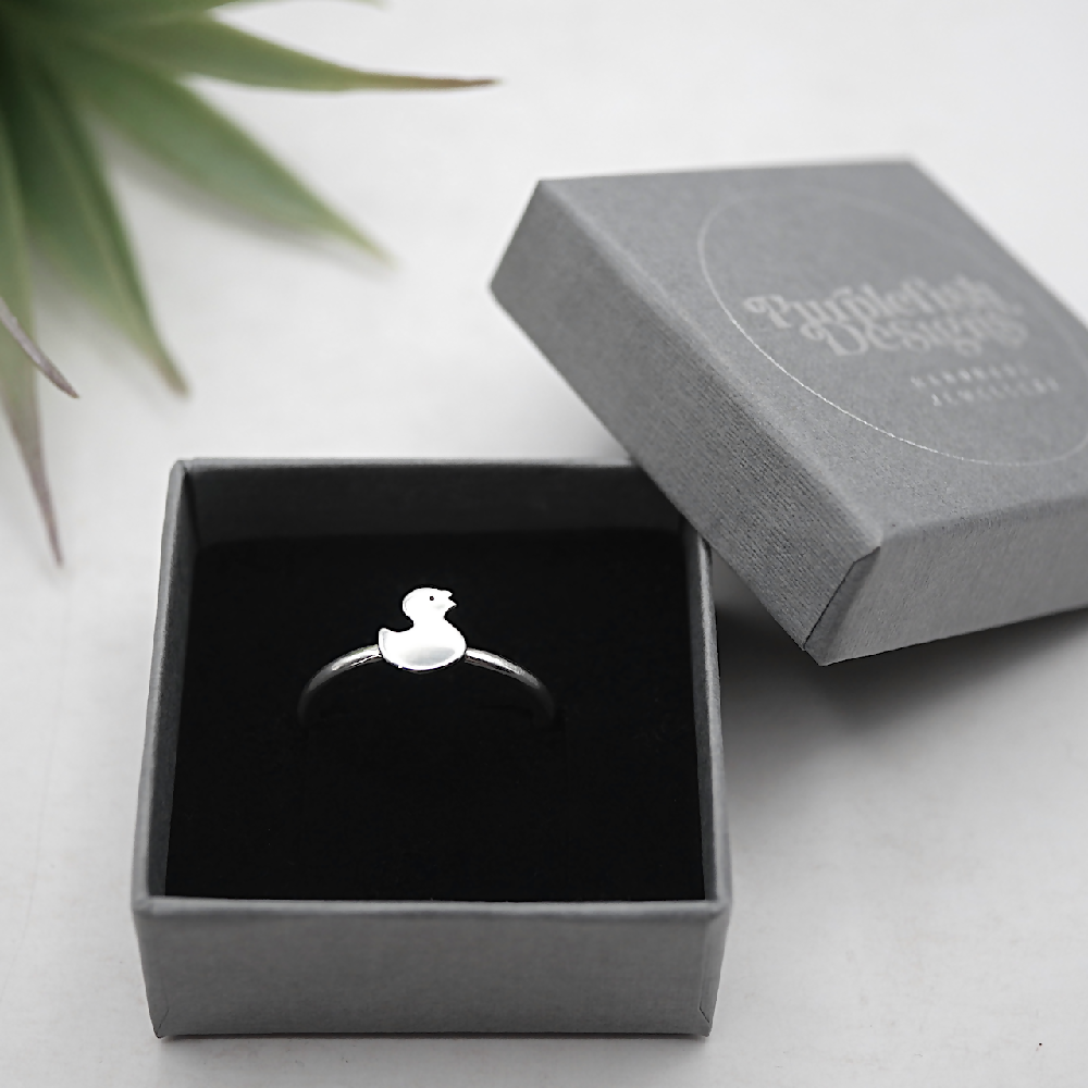 ducky ring sterling silver gift box sml