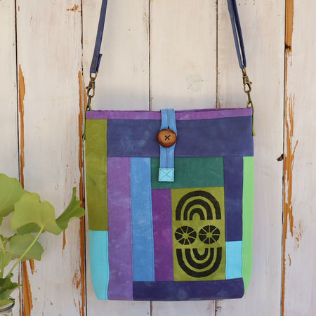 Hand Dyed and Block Printed Shoulder Bag , Cross Body Bag