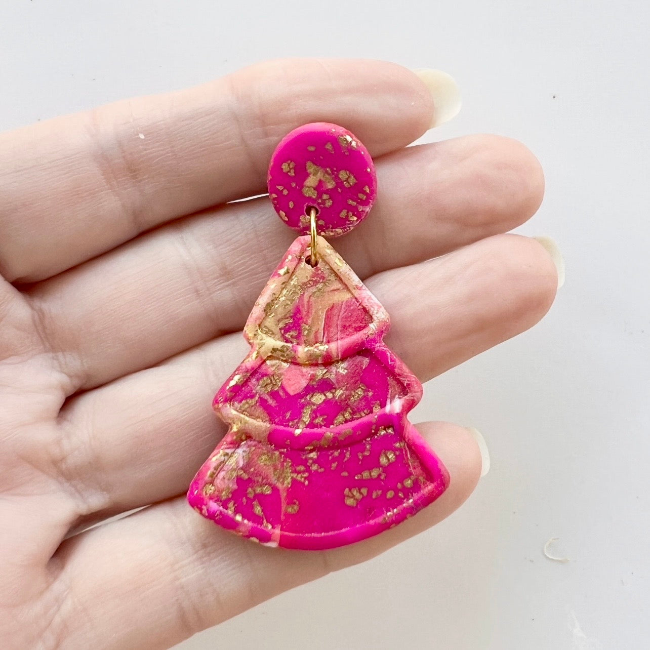 Earrings~Polymer Clay ~ Christmas Tree Dangles ~