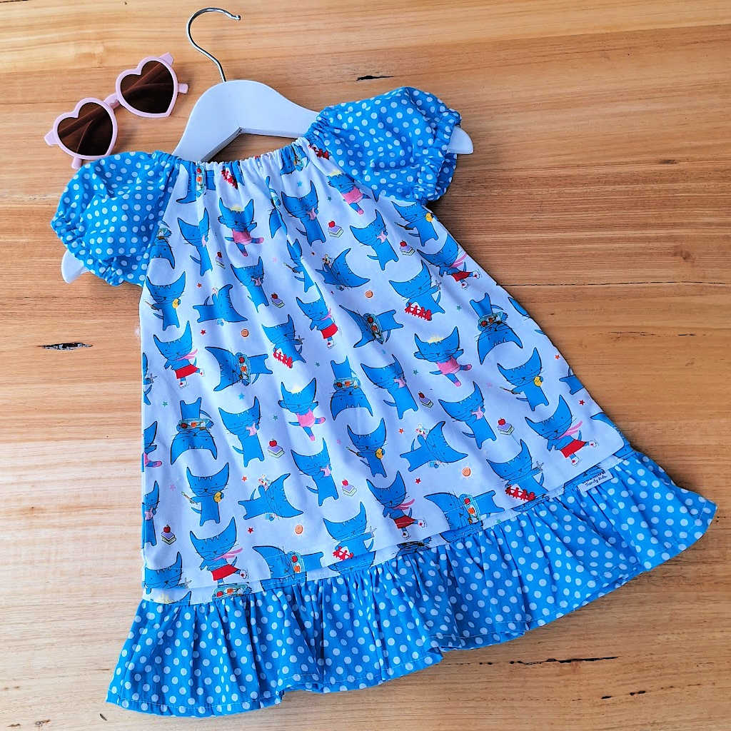 Baby Girls Handmade Cat Print Dress | Size 1