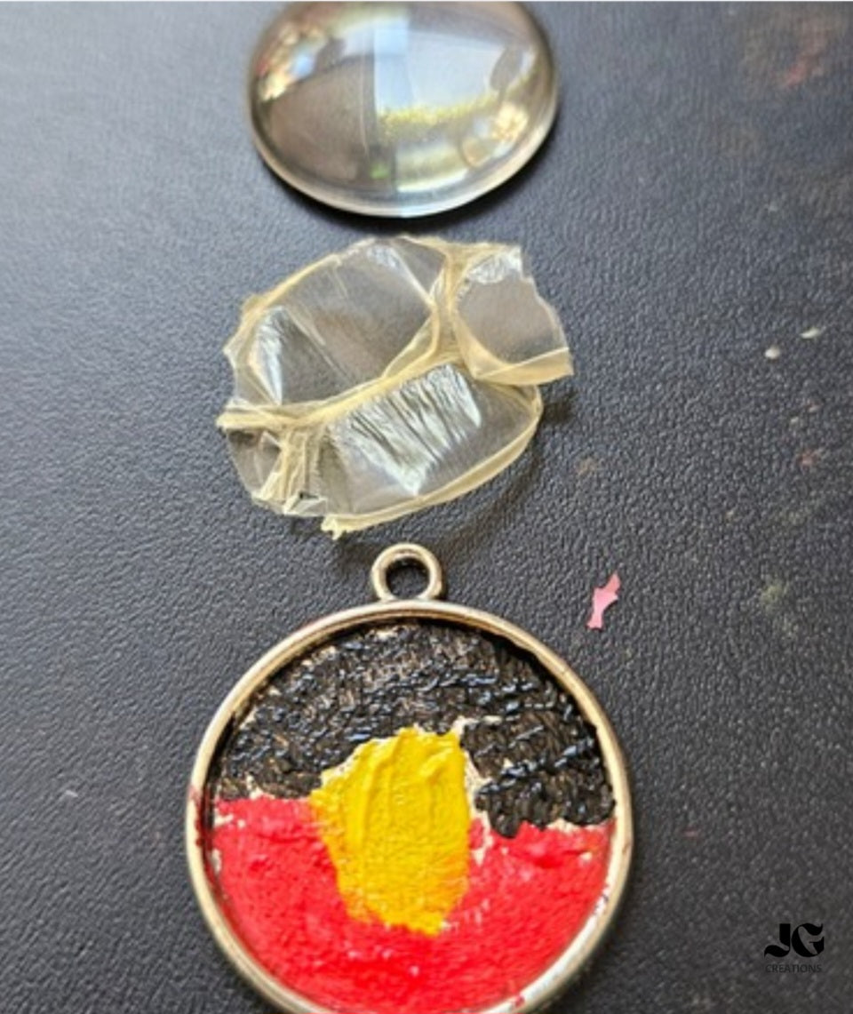 Hand-Painted Aboriginal Flag Snakeskin Pendant Necklace