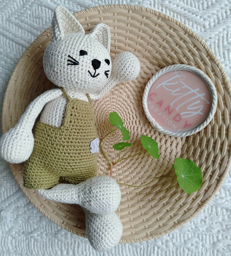 Australian-handmade-toy-crochet-cat-overalls-avocado-1