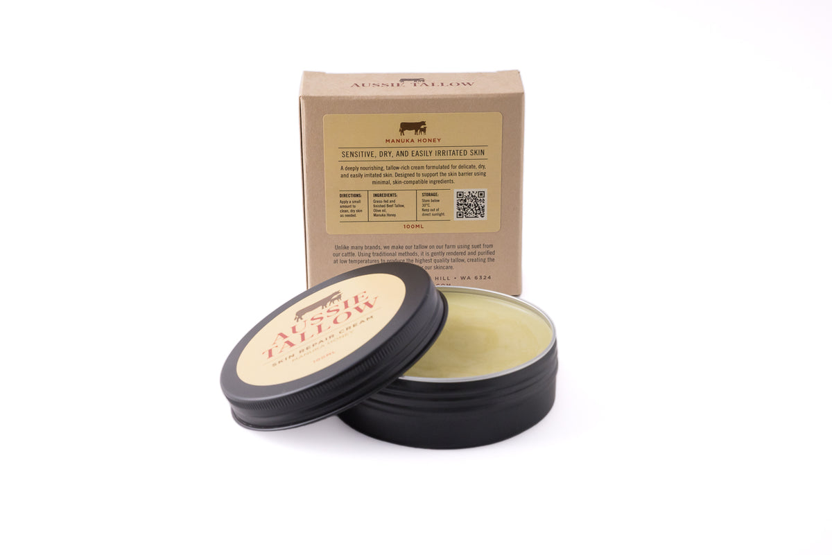 Organic Tallow Skin Repair Cream 100ml | Grass-Fed Beef Tallow Moisturiser | Aussie Made