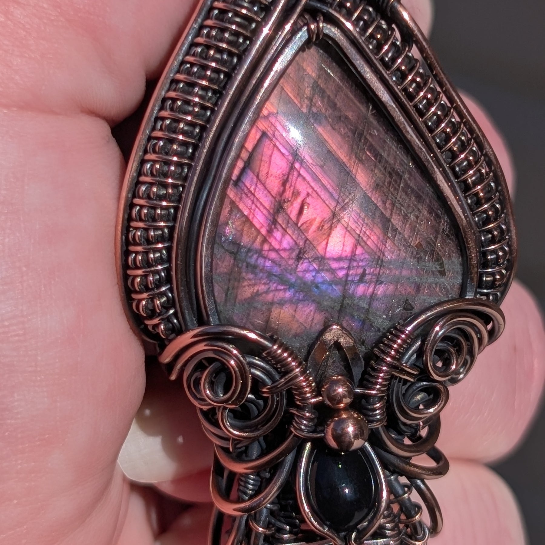 Kardia Two-Way Pendant - Labradorite & Black Onyx in Copper