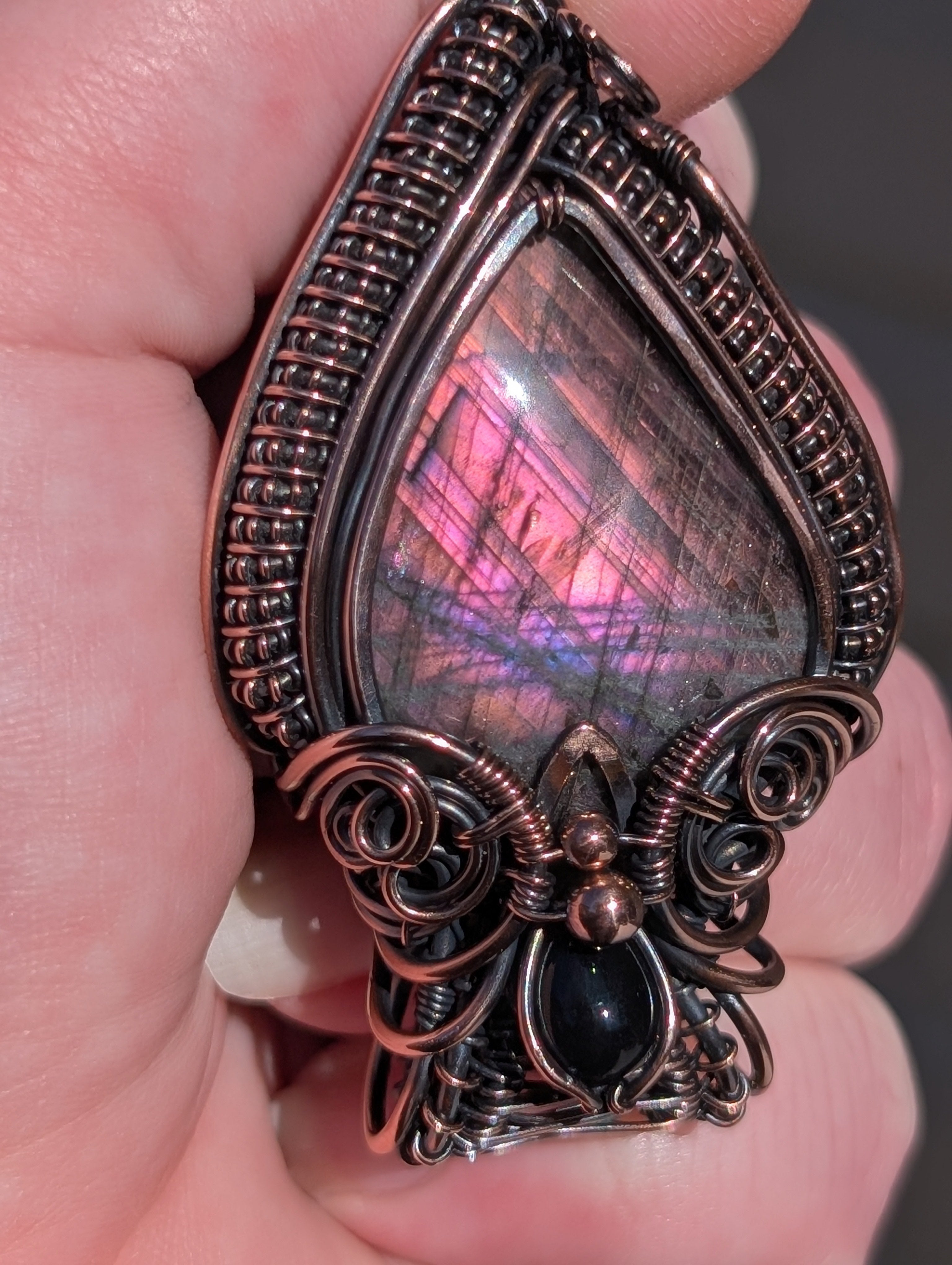 Kardia Two-Way Pendant - Labradorite & Black Onyx in Copper