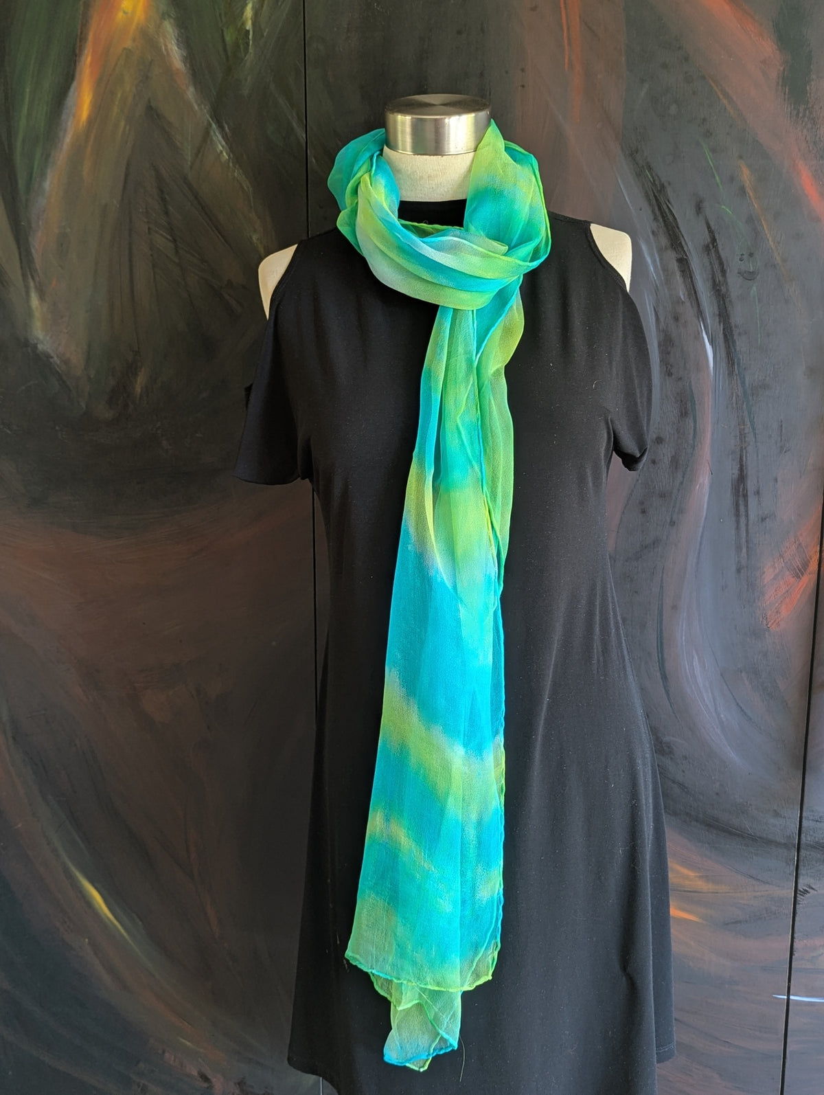 Silk Chiffon Scarf/Shawl-hand dyed-Graphite