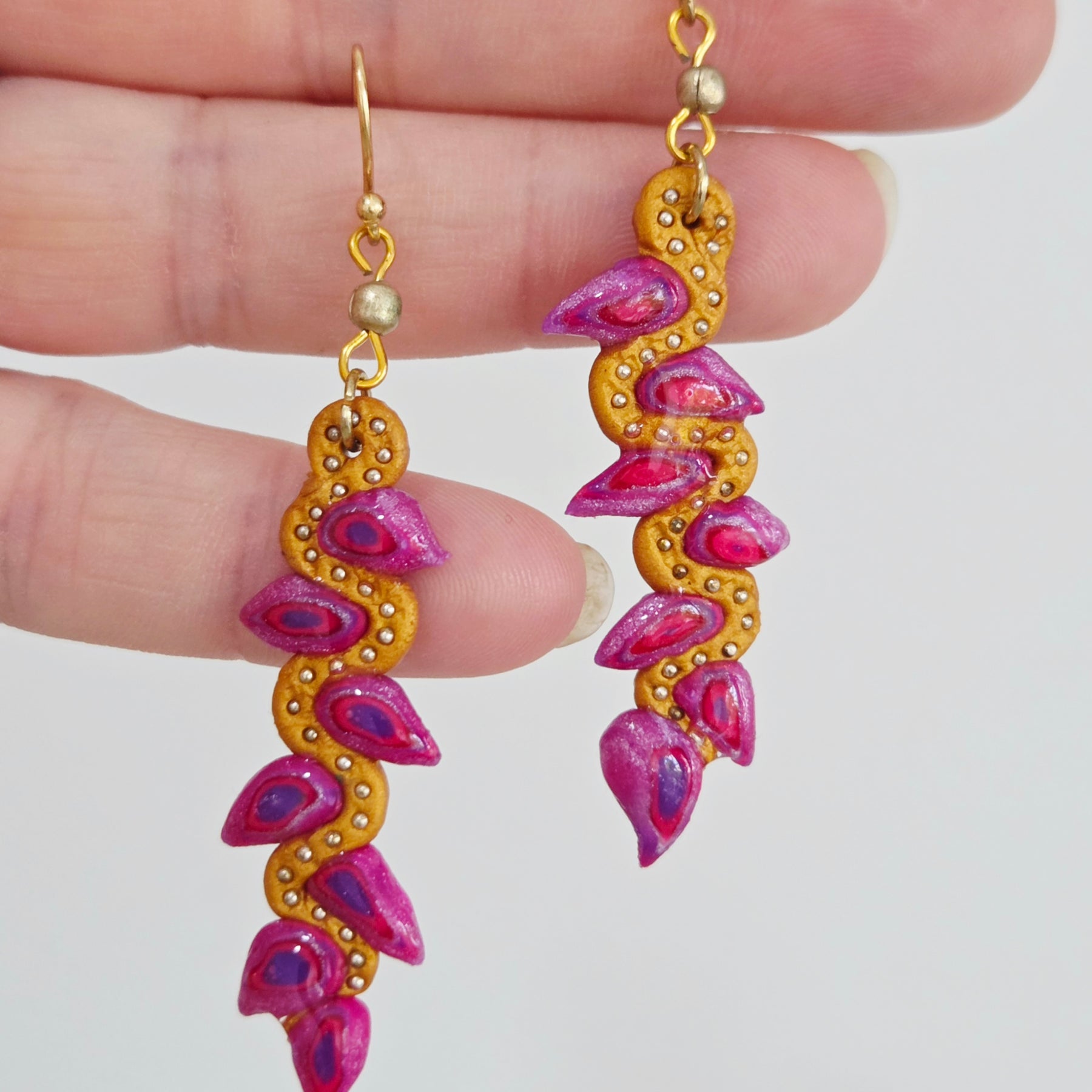 Pink and Gold Statement Earrings