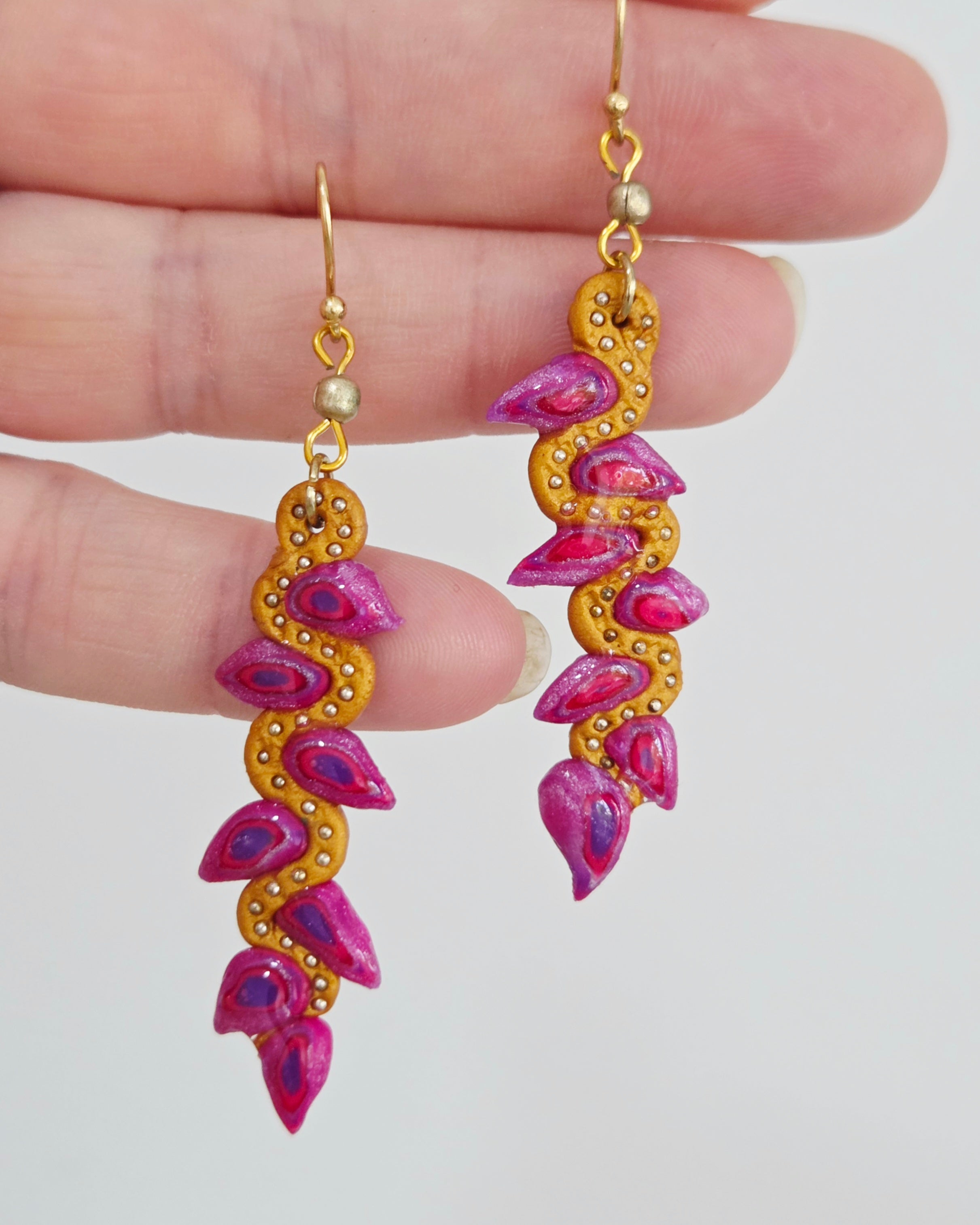 Pink and Gold Statement Earrings