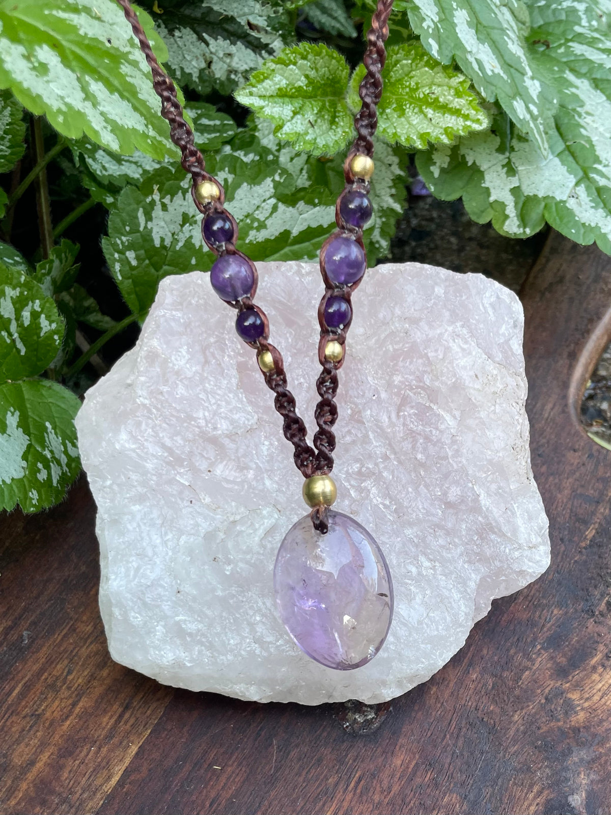 Amethyst Pendant, Macrame necklace
