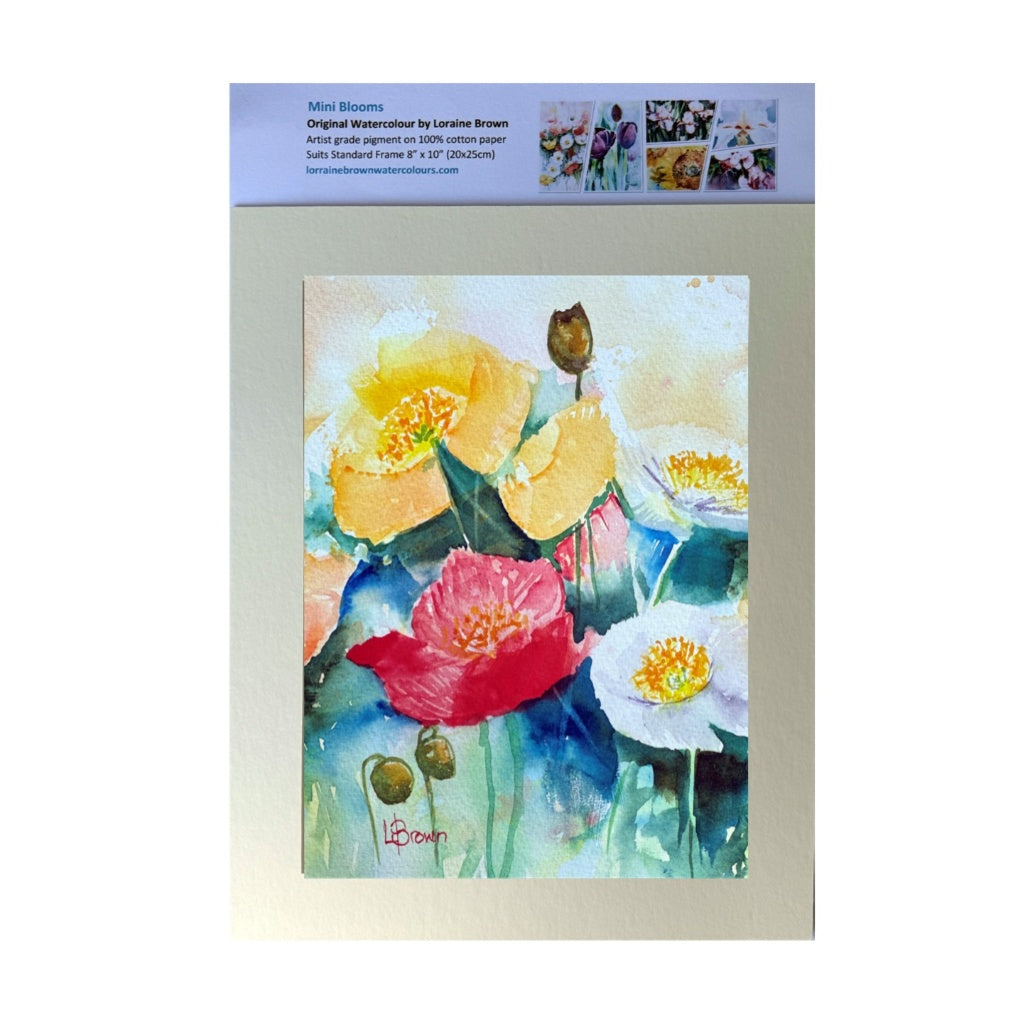 Mini Blooms #27 Poppies Original Watercolour Painting
