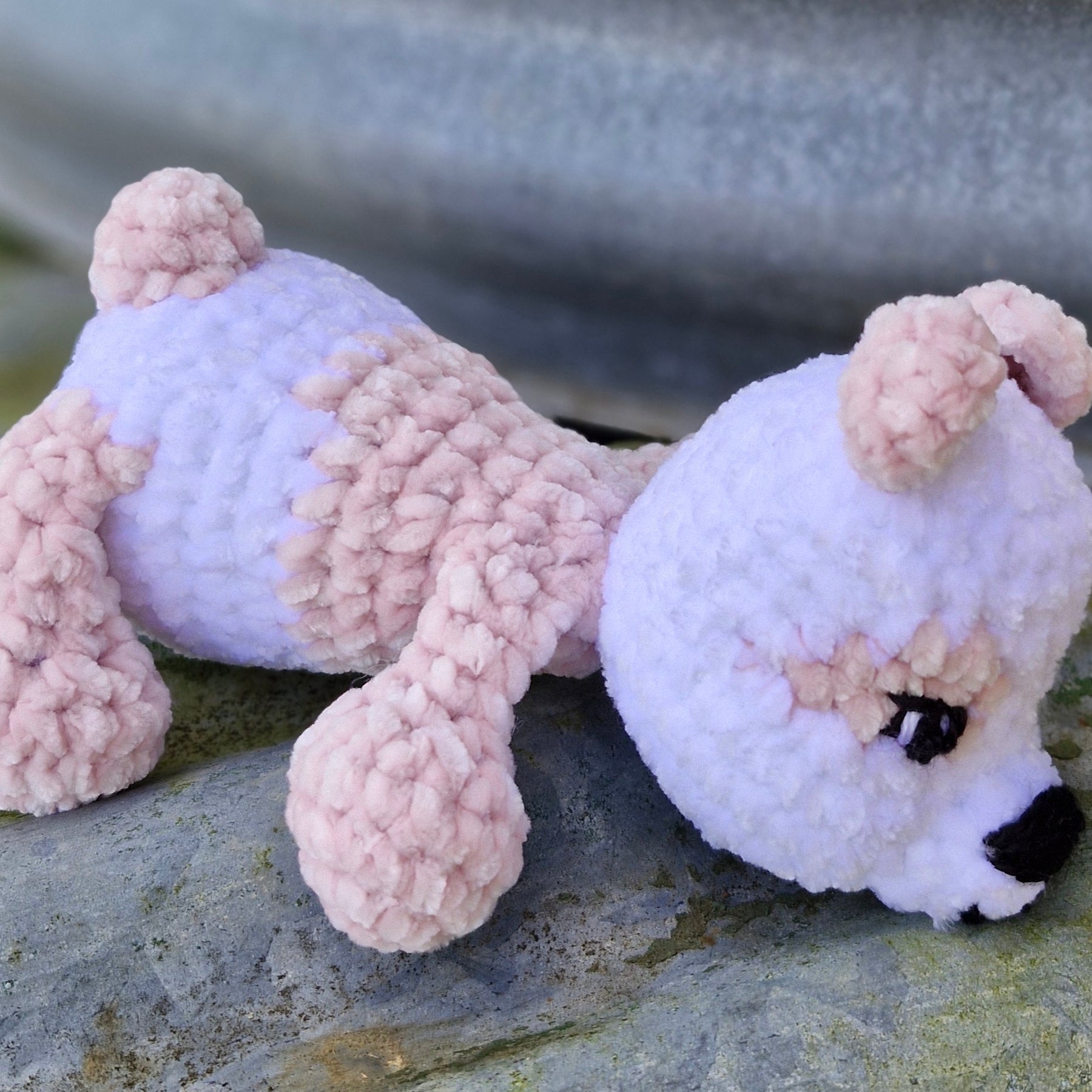 Handmade crochet Cutest little Sleepy Bear- Pink and White