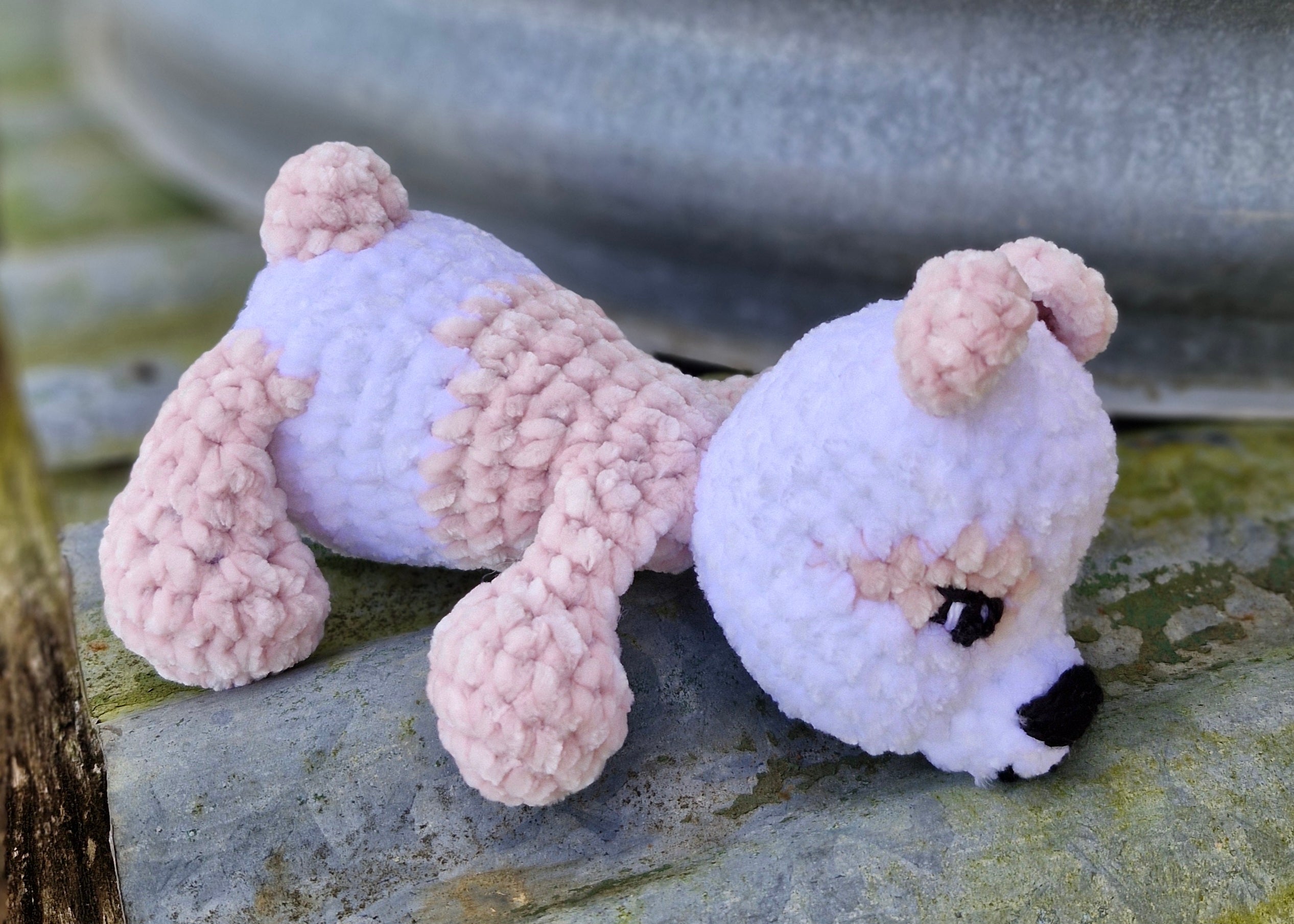 Handmade crochet Cutest little Sleepy Bear- Pink and White
